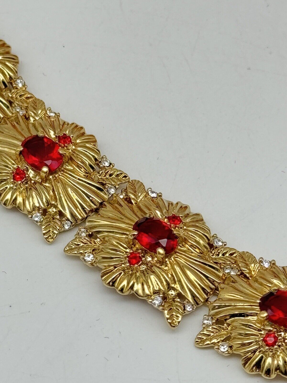 CAMROSE & KROSS Jacqueline Kennedy Red Rhinestone Bracelet Box Estate Find