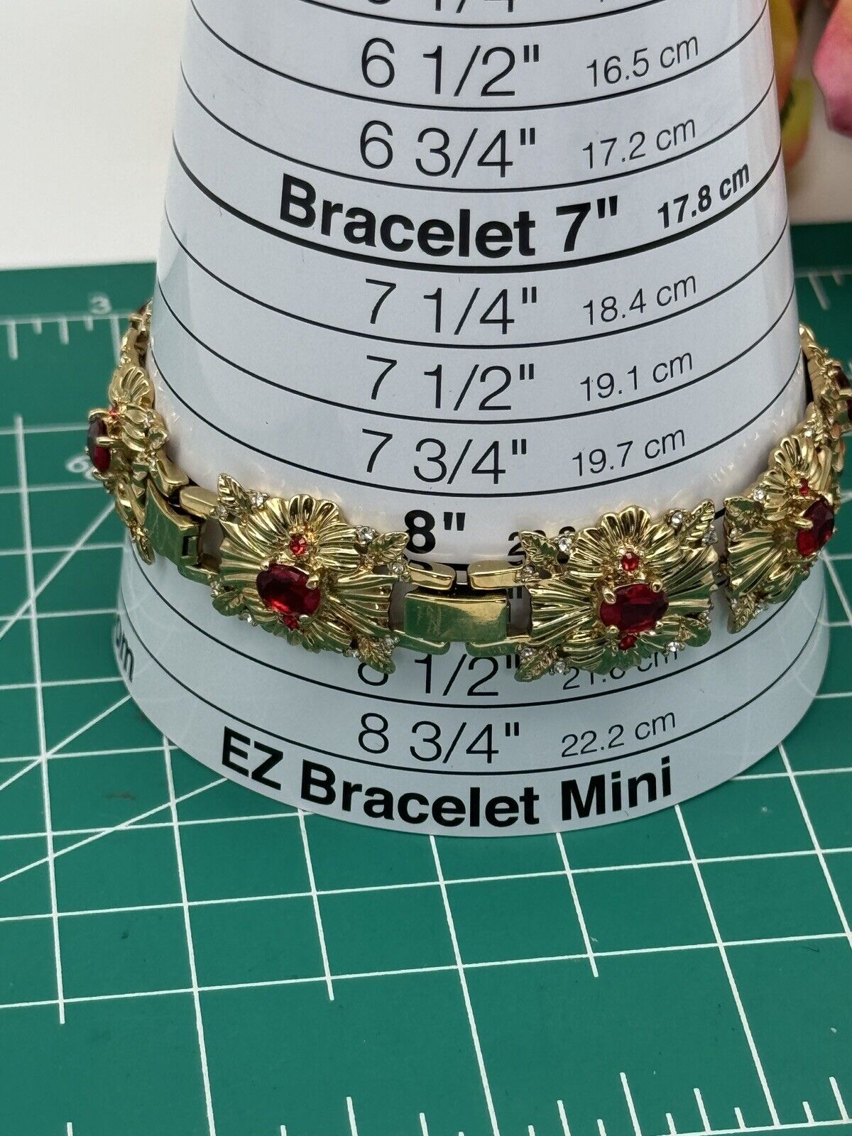 CAMROSE & KROSS Jacqueline Kennedy Red Rhinestone Bracelet Box Estate Find