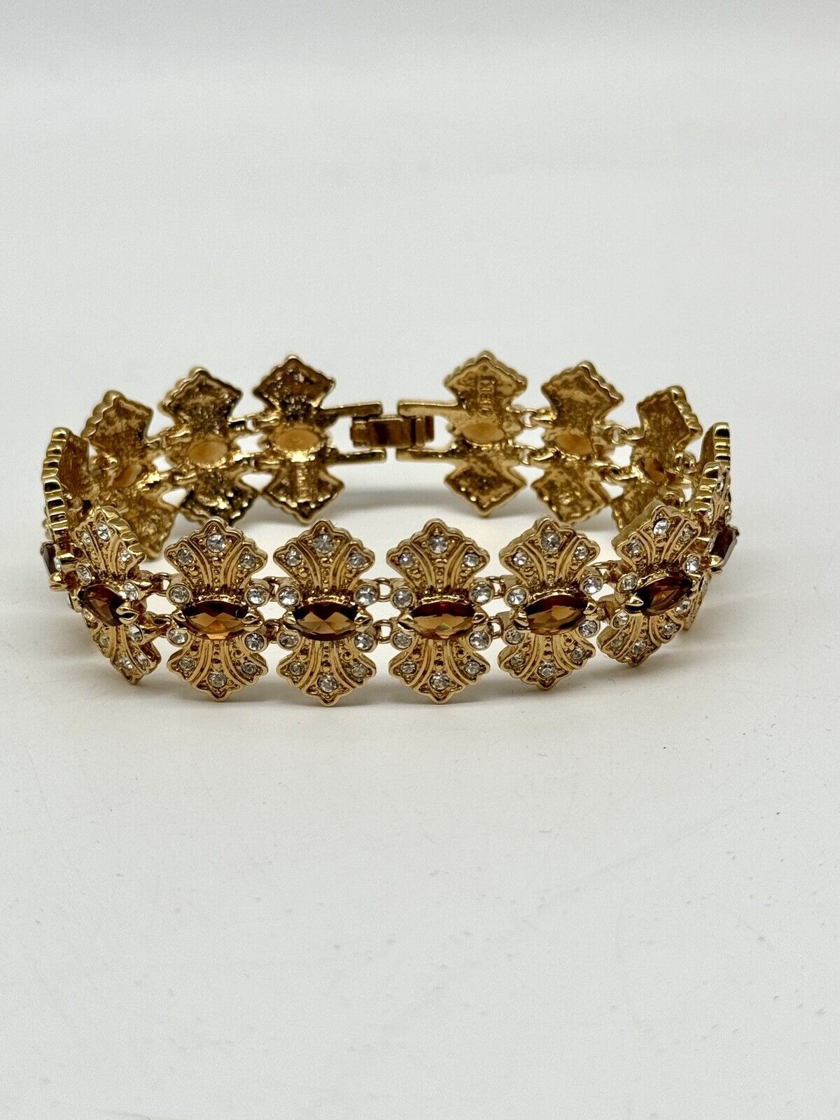 CAMROSE & KROSS Jacqueline Kennedy Brown Rhinestone Bracelet Box Estate Find