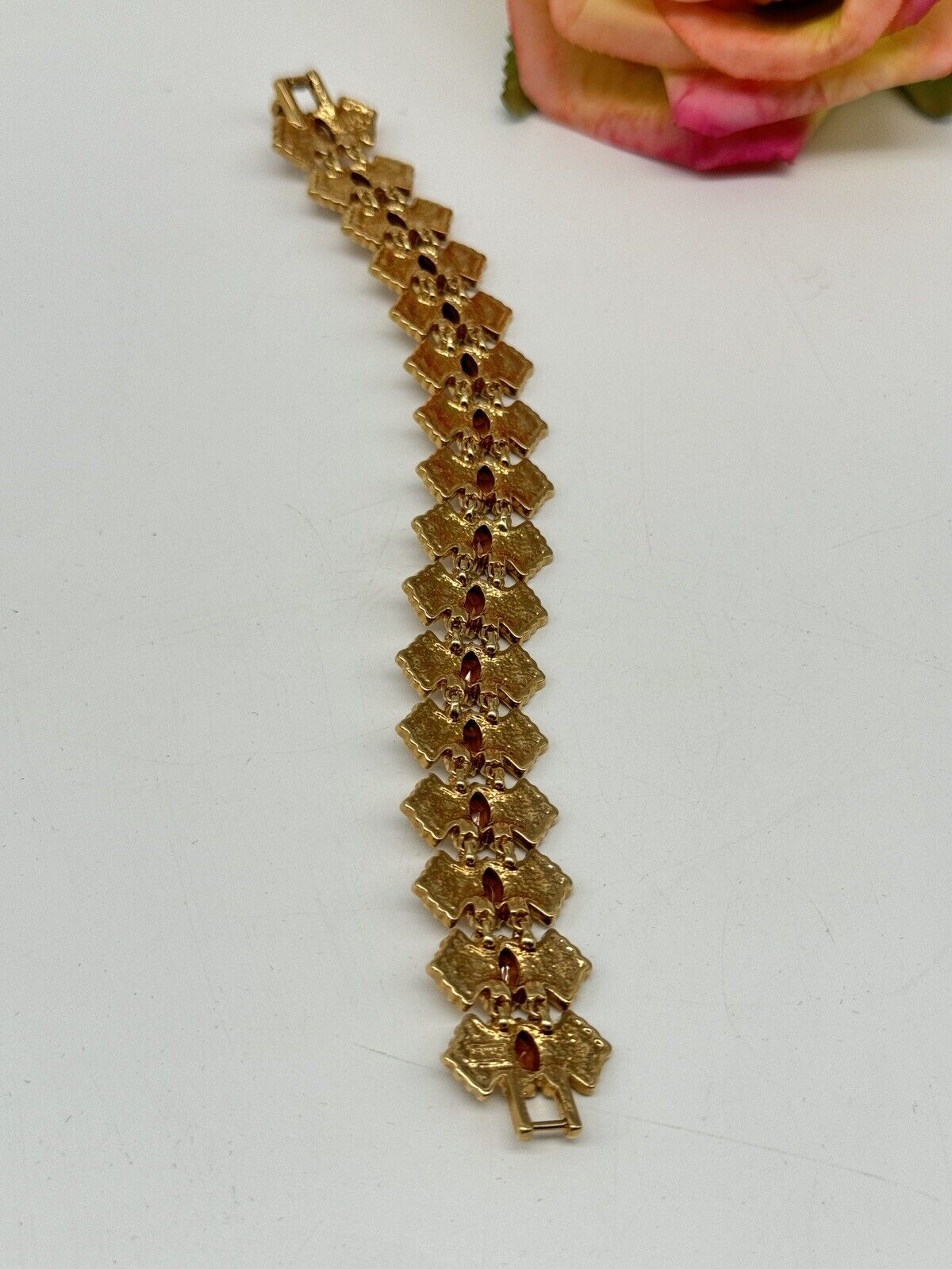 CAMROSE & KROSS Jacqueline Kennedy Brown Rhinestone Bracelet Box Estate Find