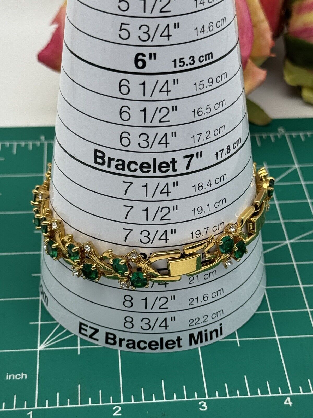Camrose & Kross Green and Clear Rhinestone Bracelet Estate FInd