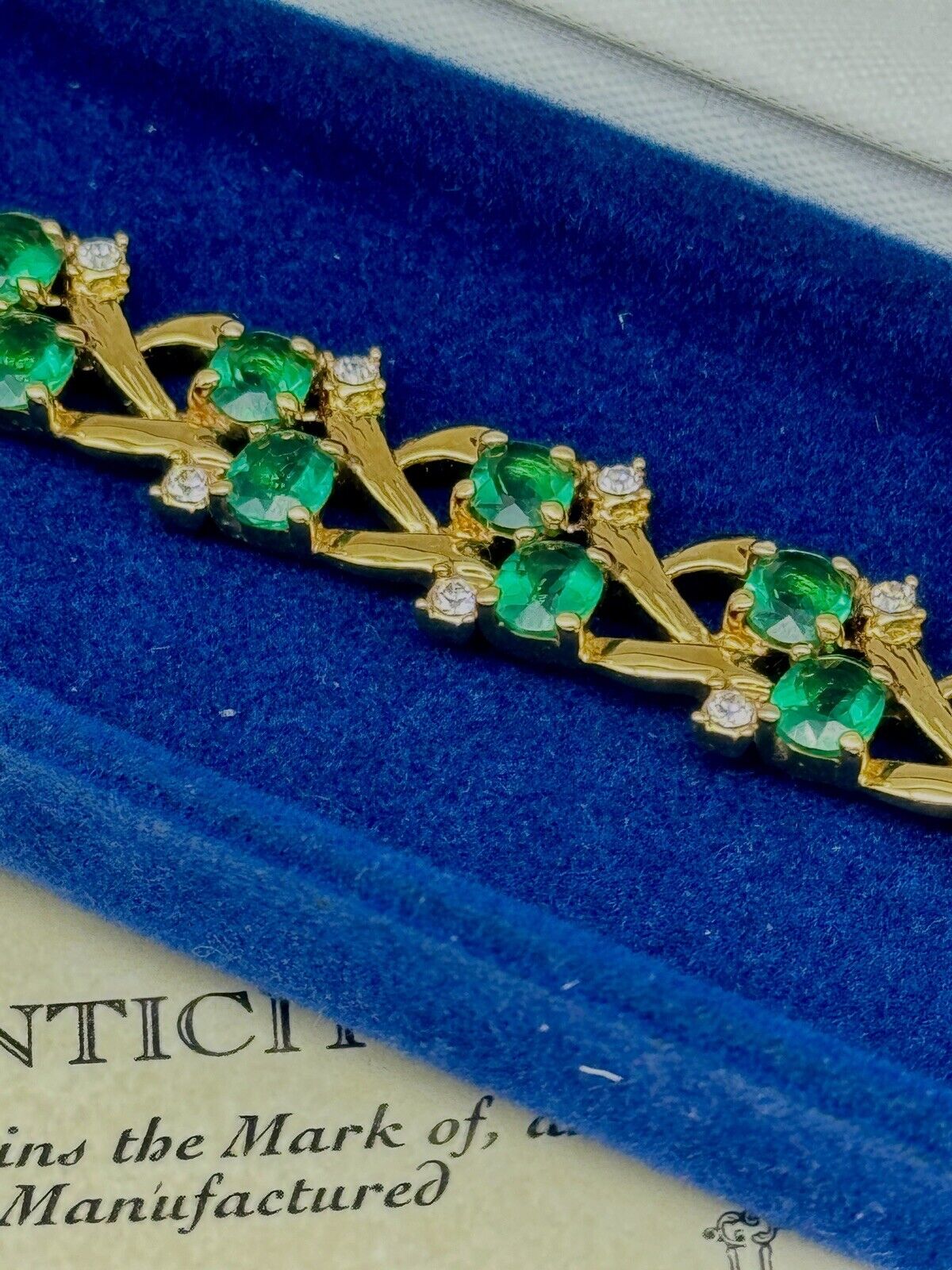 Camrose & Kross Green and Clear Rhinestone Bracelet Estate FInd