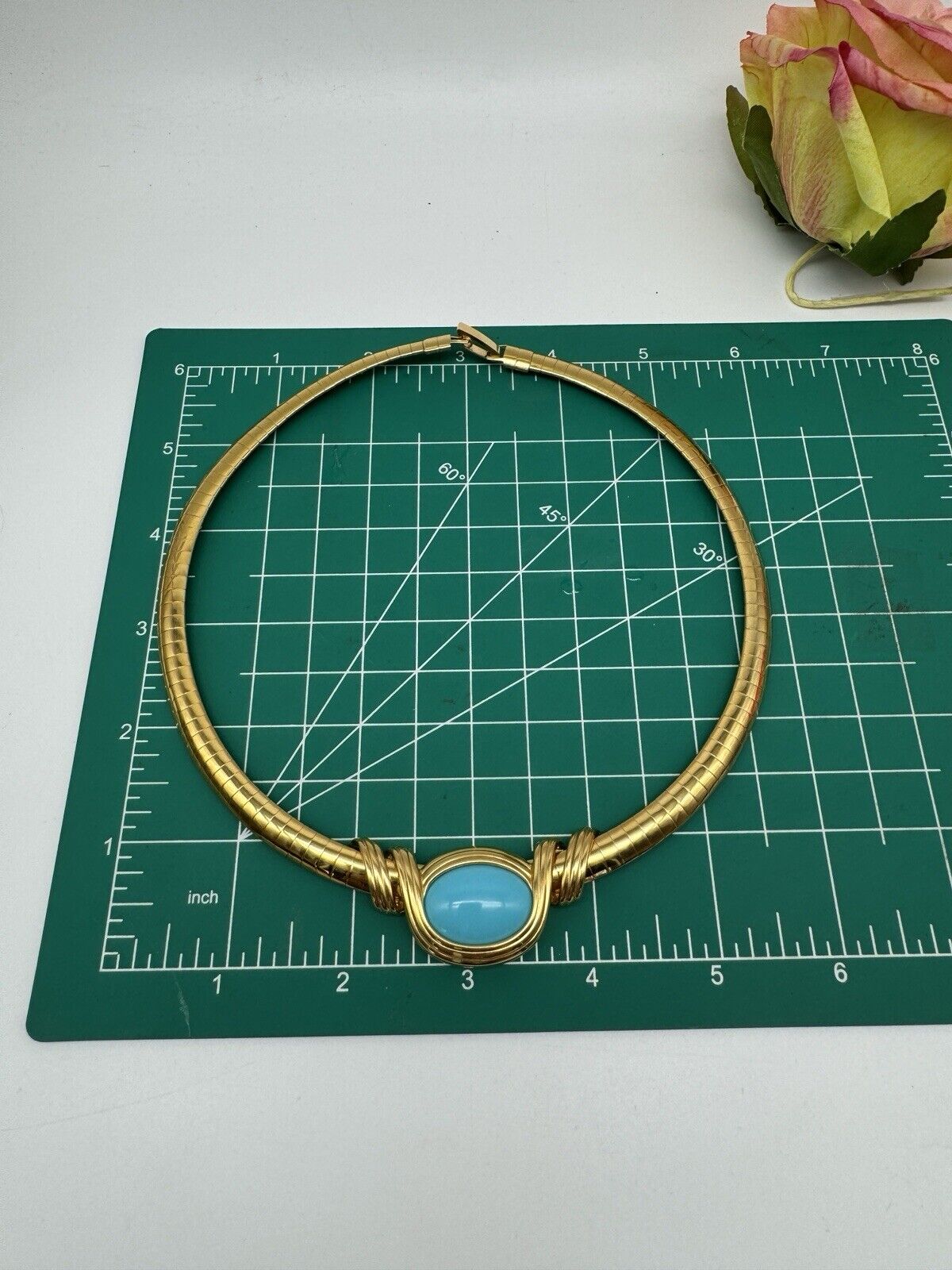 Joan Rivers Omega Gold Tone Interchangeable Turquoise Blue Cabochon Necklace