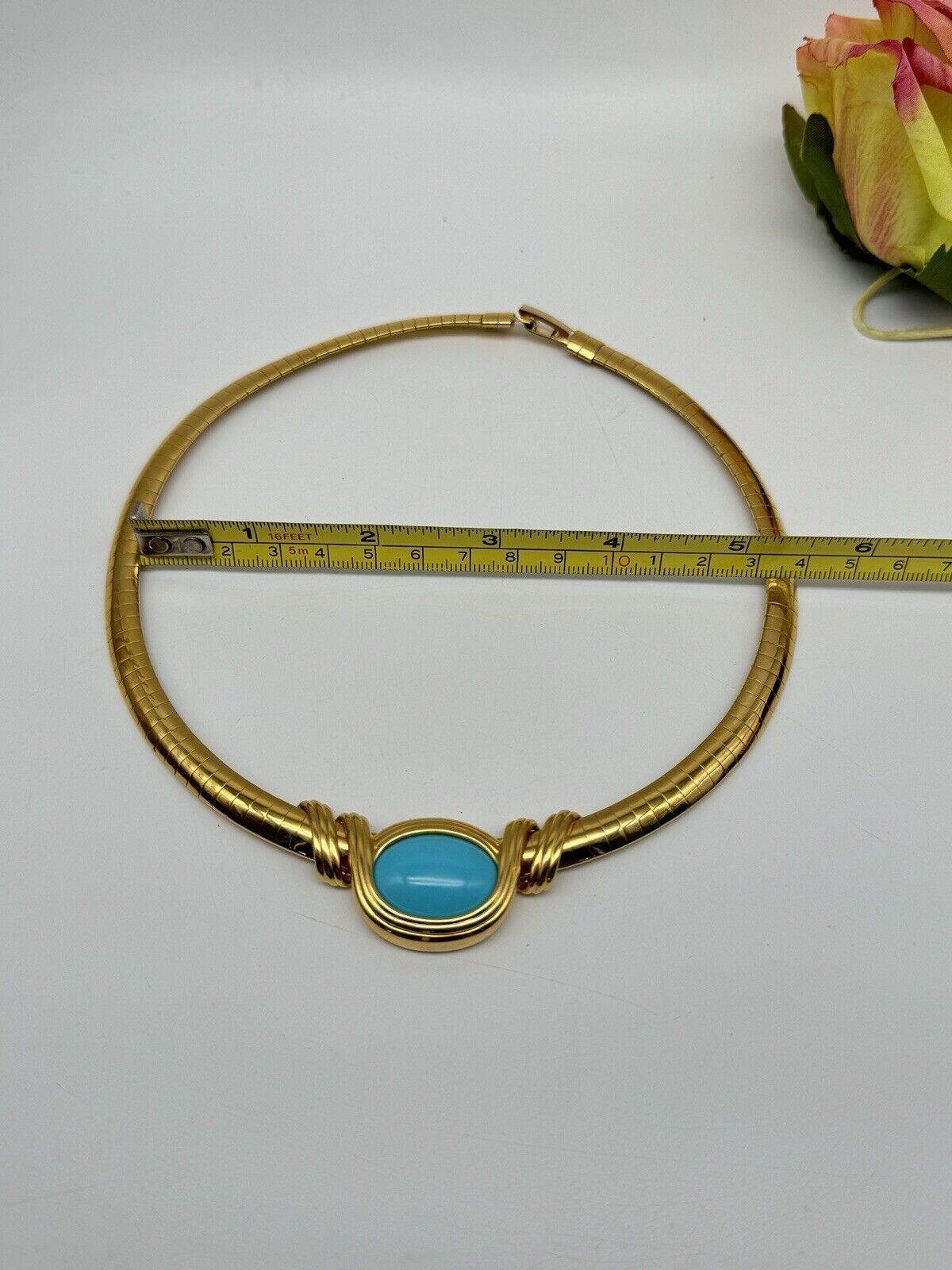 Joan Rivers Omega Gold Tone Interchangeable Turquoise Blue Cabochon Necklace
