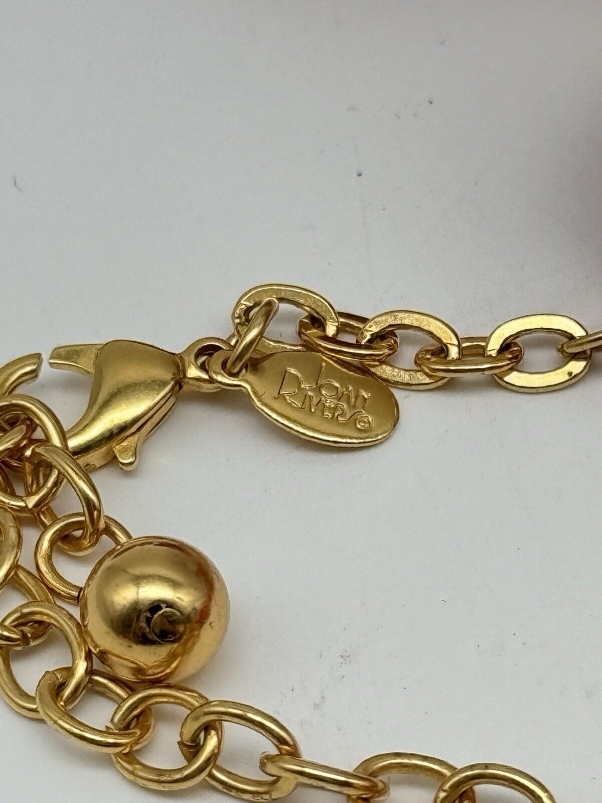 JOAN RIVERS Gold-tone LANTERN Bead RED Lucite Station Necklace Estate Find