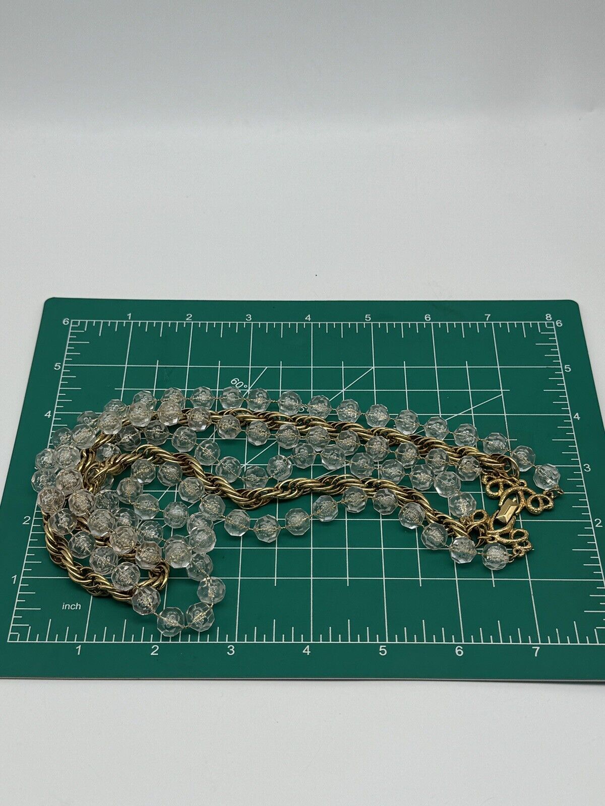 Vintage Sarah Coventry 3 Strand Lucite & Gold-Tone Chain Necklace ESTATE FIND