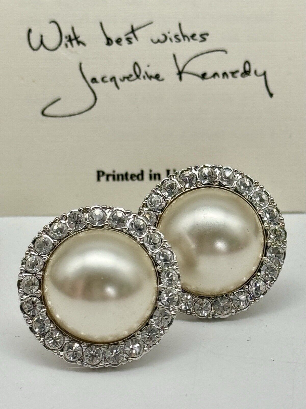 Vintage Camrose & Kross Pearl Stone Earrings ESTATE FIND in Box