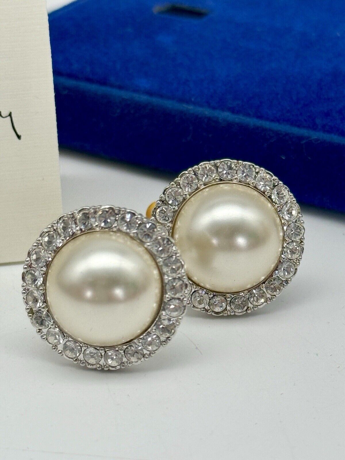 Vintage Camrose & Kross Pearl Stone Earrings ESTATE FIND in Box