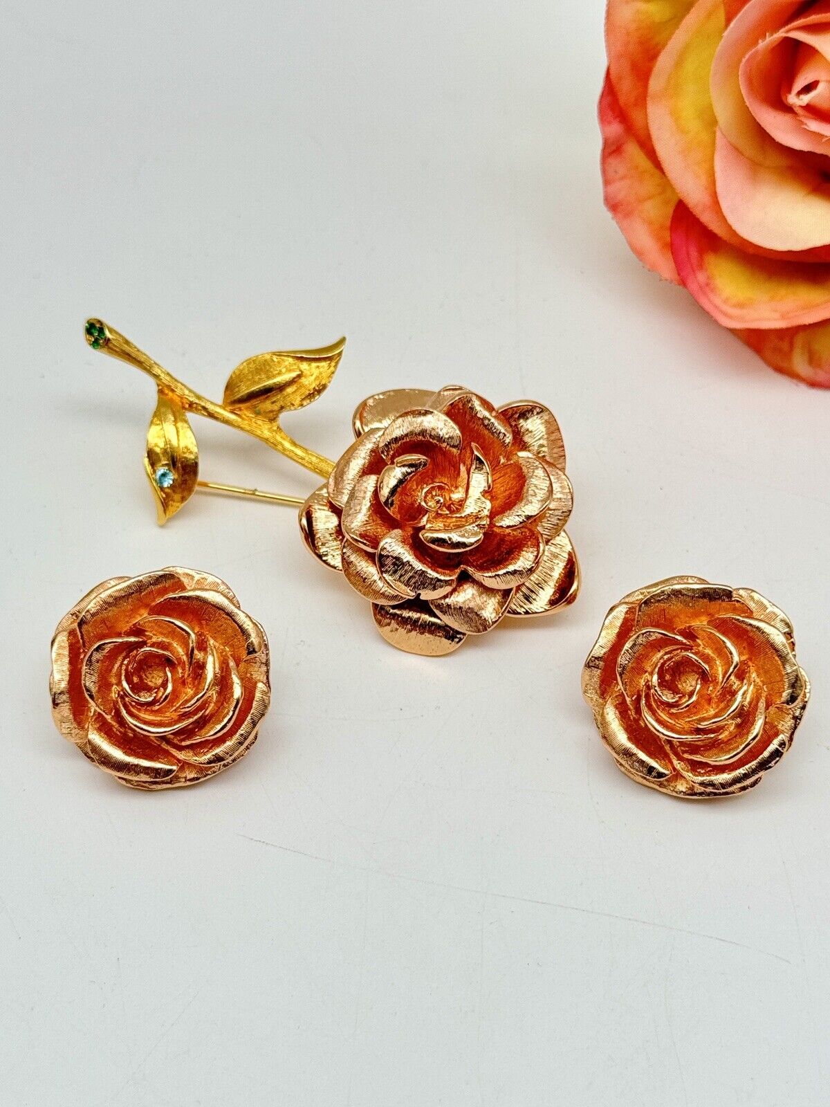 Camrose & Kross ROSE Brooch & Earrings Jacqueline Kennedy Collection - In BOX