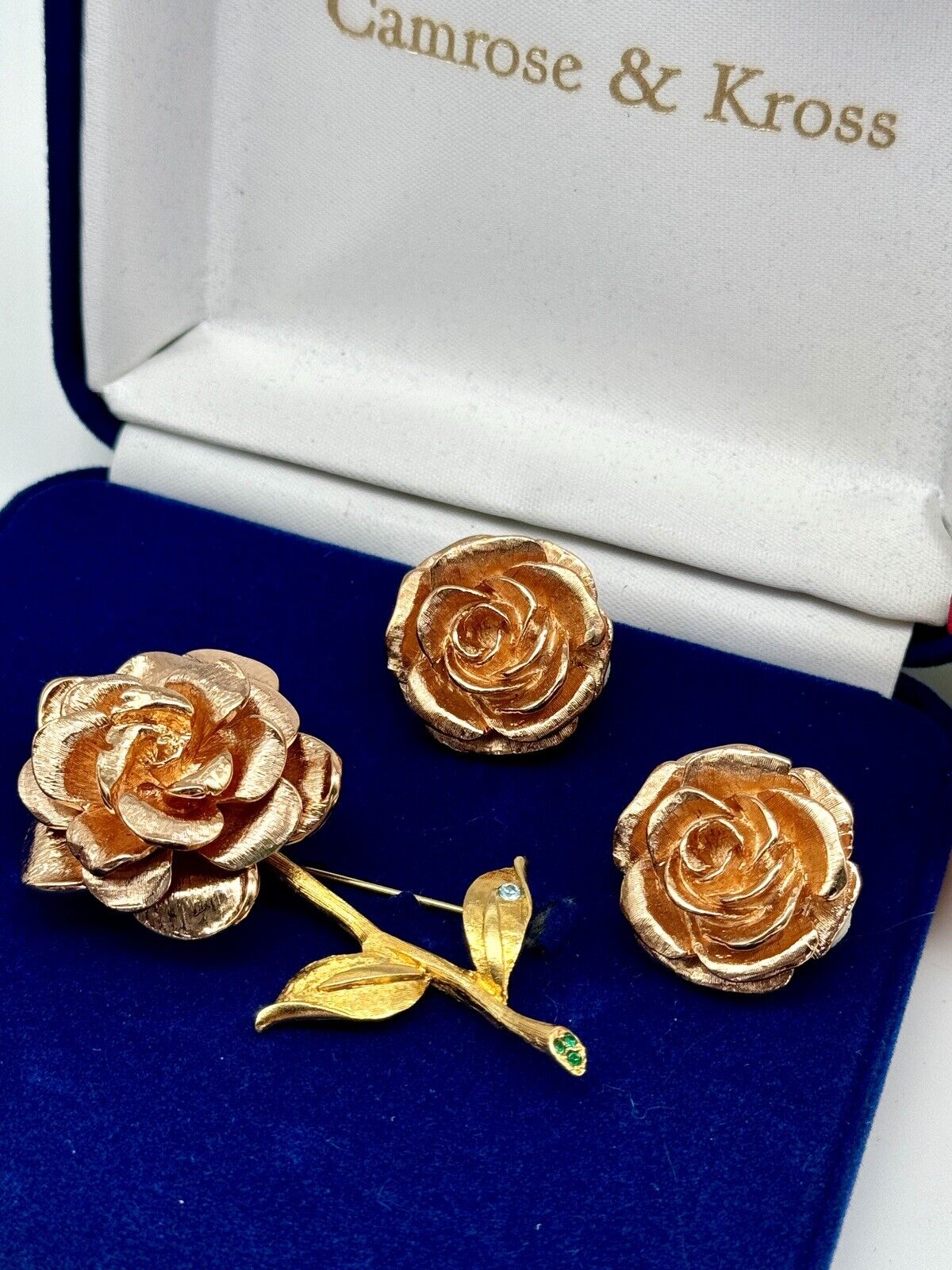 Camrose & Kross ROSE Brooch & Earrings Jacqueline Kennedy Collection - In BOX