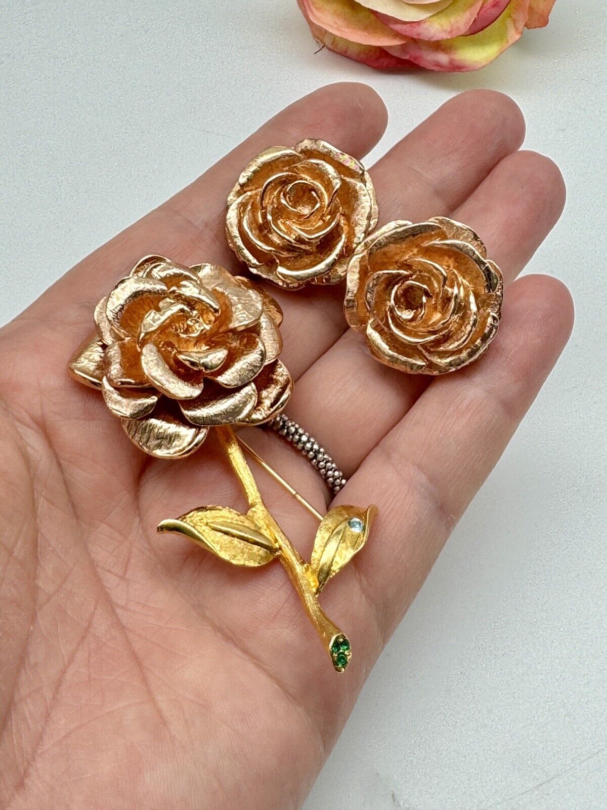 Camrose & Kross ROSE Brooch & Earrings Jacqueline Kennedy Collection - In BOX