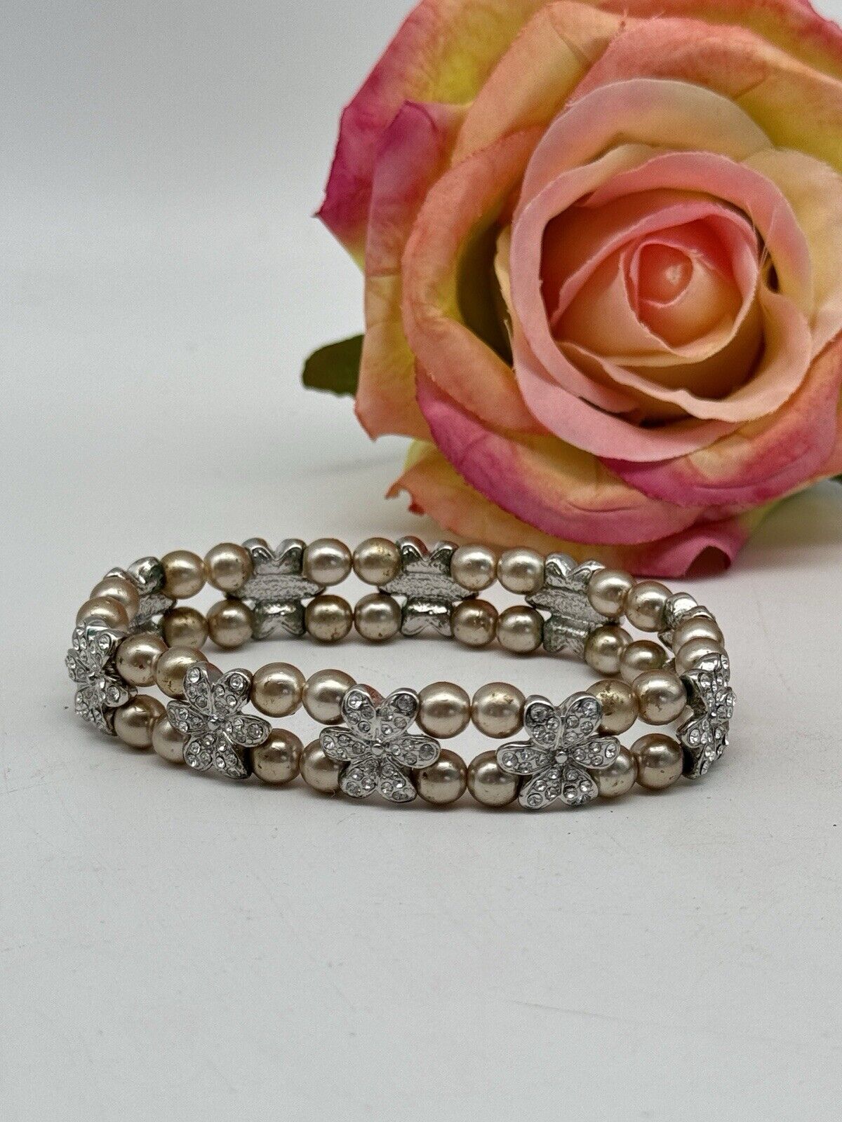 Vintage Nolan Miller Faux Pearl Rhinestone Elastic