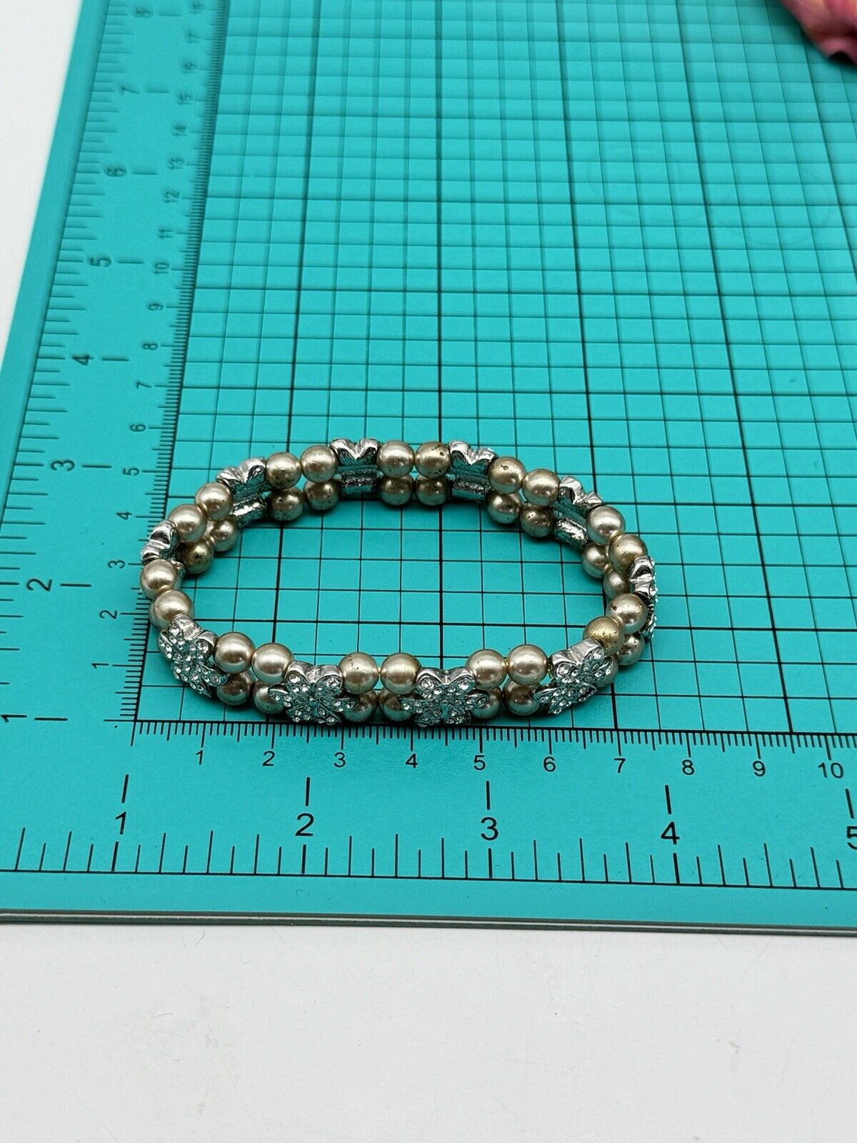 Vintage Nolan Miller Faux Pearl Rhinestone Elastic