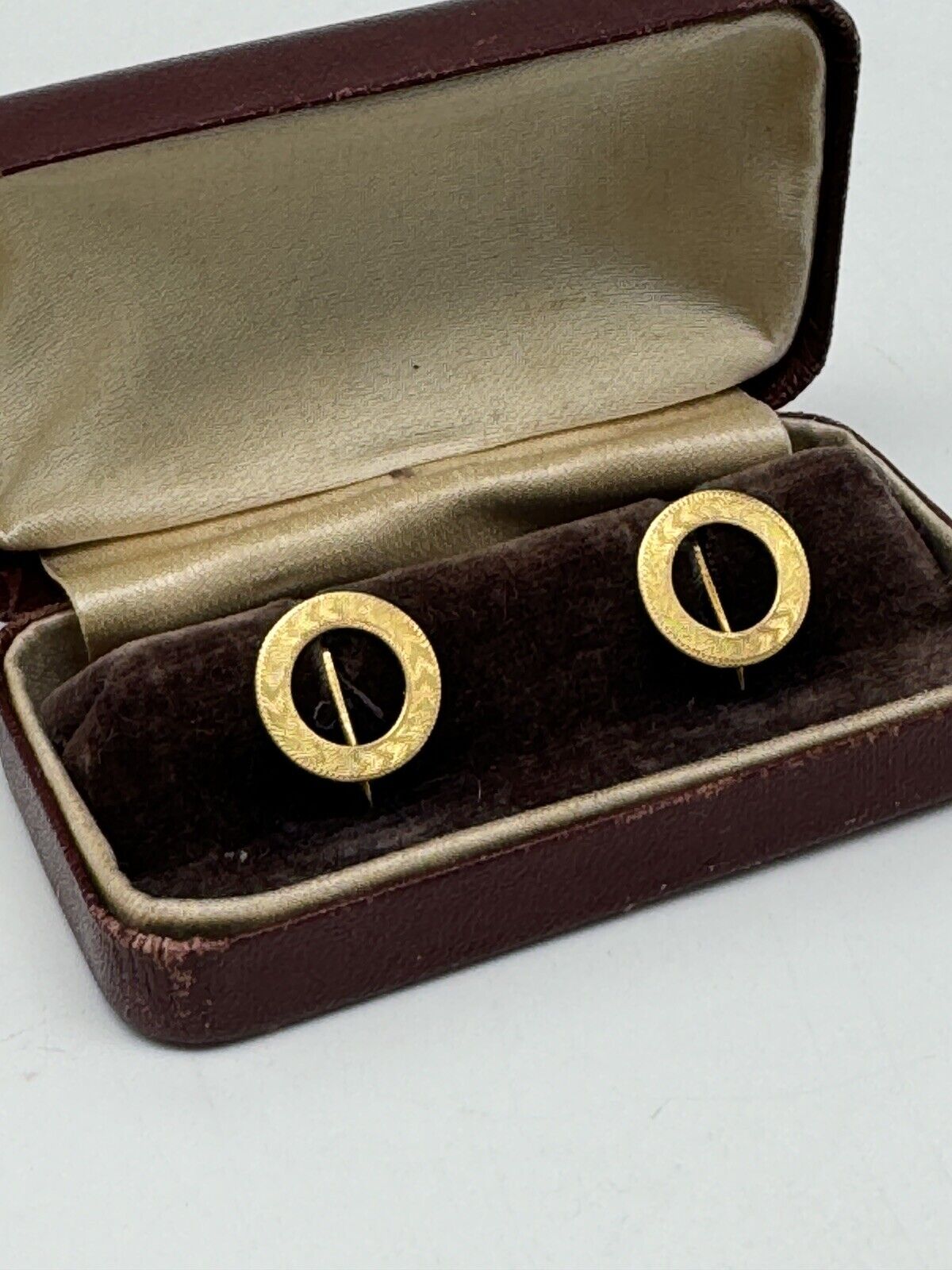 VINTAGE 10kt Gold Shirt Collar Pins Circle RARE