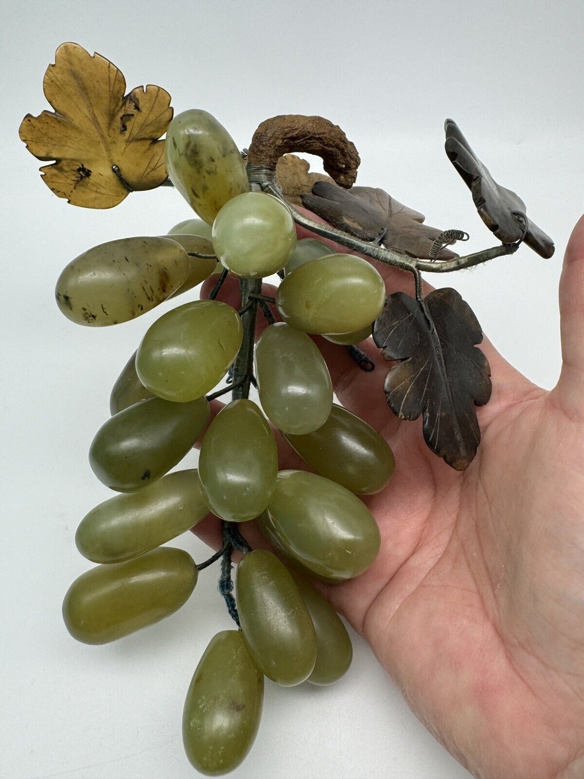 Vintage Grape Alabaster Jade Stone Cluster Darker Grapes