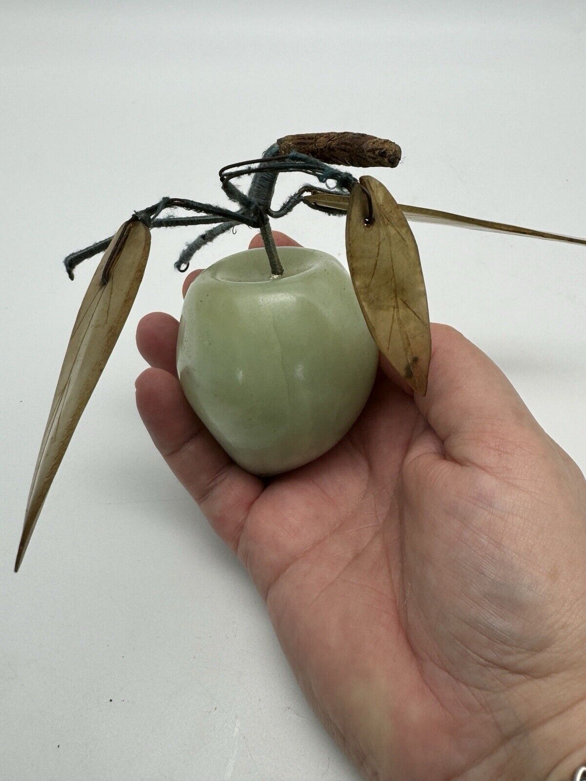 Vintage MCM CARVED JADE/JADITE PLUM WITH LEAVES Large