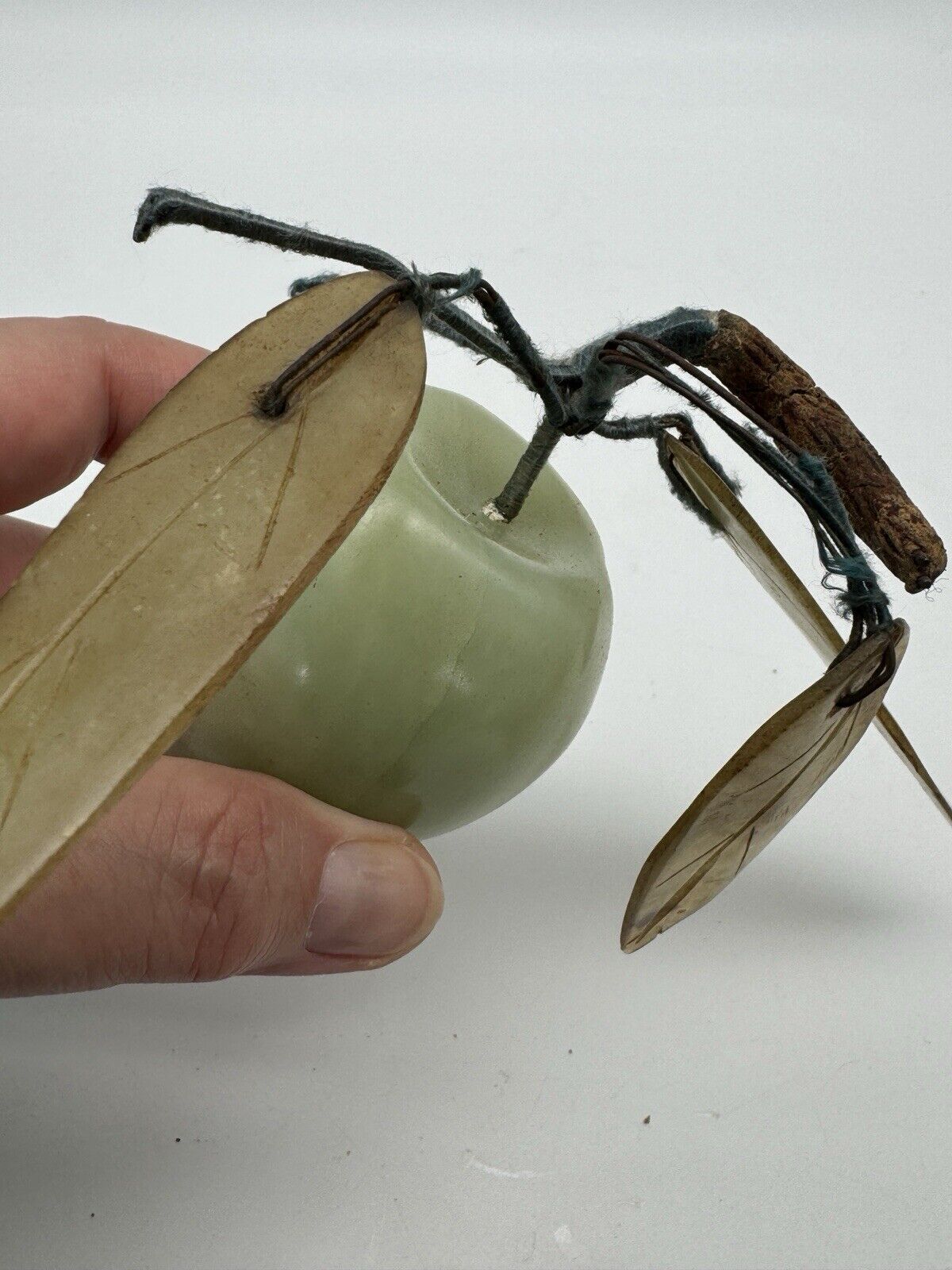 Vintage MCM CARVED JADE/JADITE PLUM WITH LEAVES Large