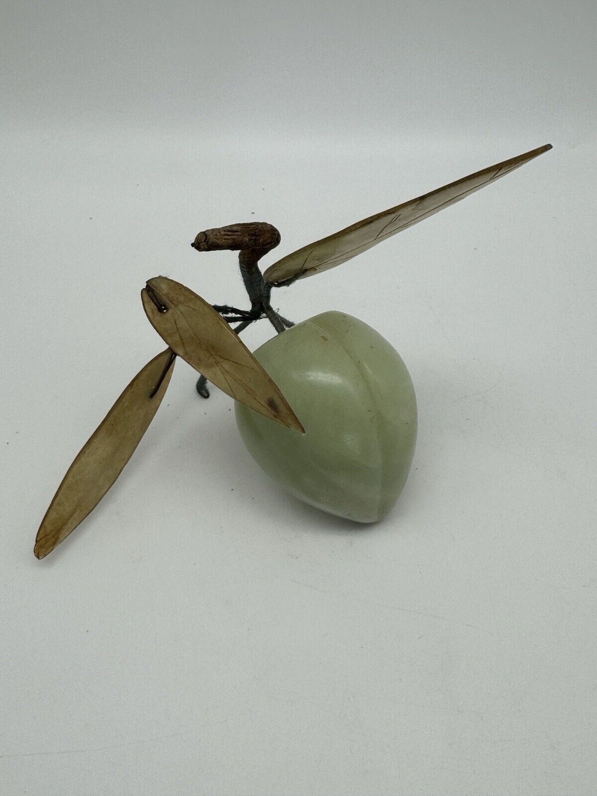 Vintage MCM CARVED JADE/JADITE PLUM WITH LEAVES Large