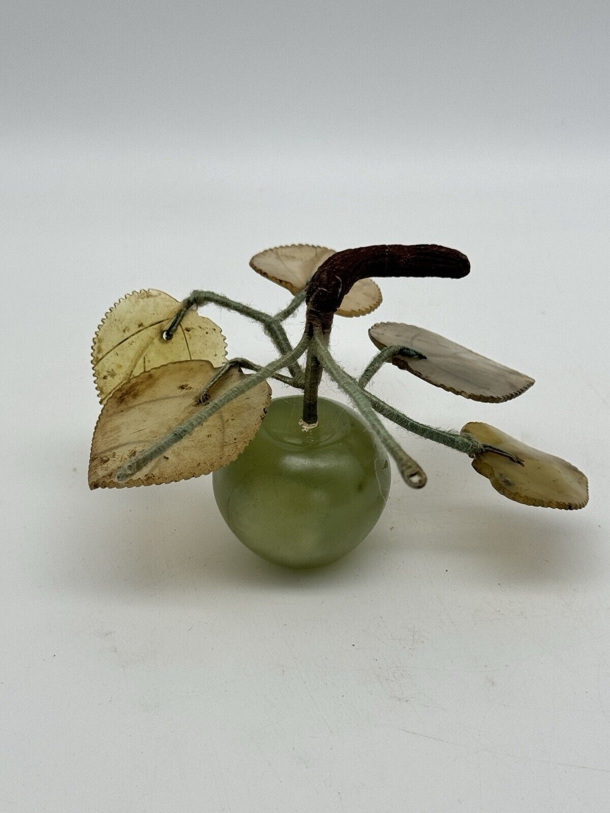 Vintage MCM Carved Jade Alabaster Stone Small APPLE
