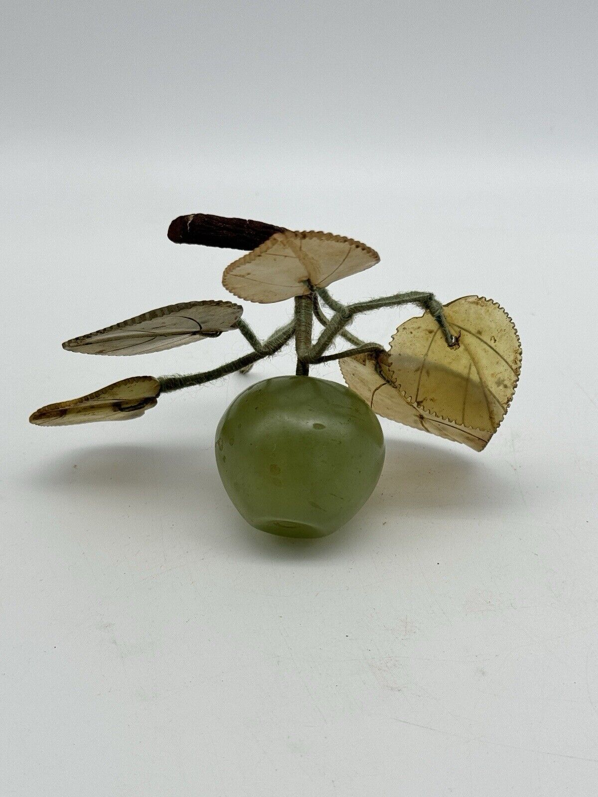 Vintage MCM Carved Jade Alabaster Stone Small APPLE