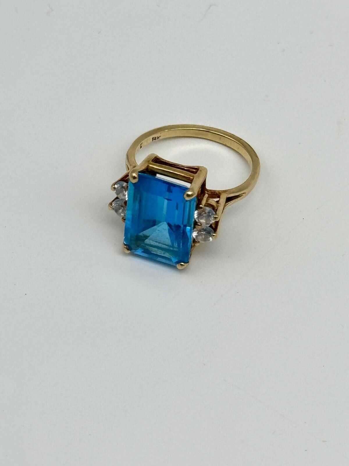 Vintage 14kt Gold Swiss Topaz Cocktail Ring Size 6.5 ESTATE FIND