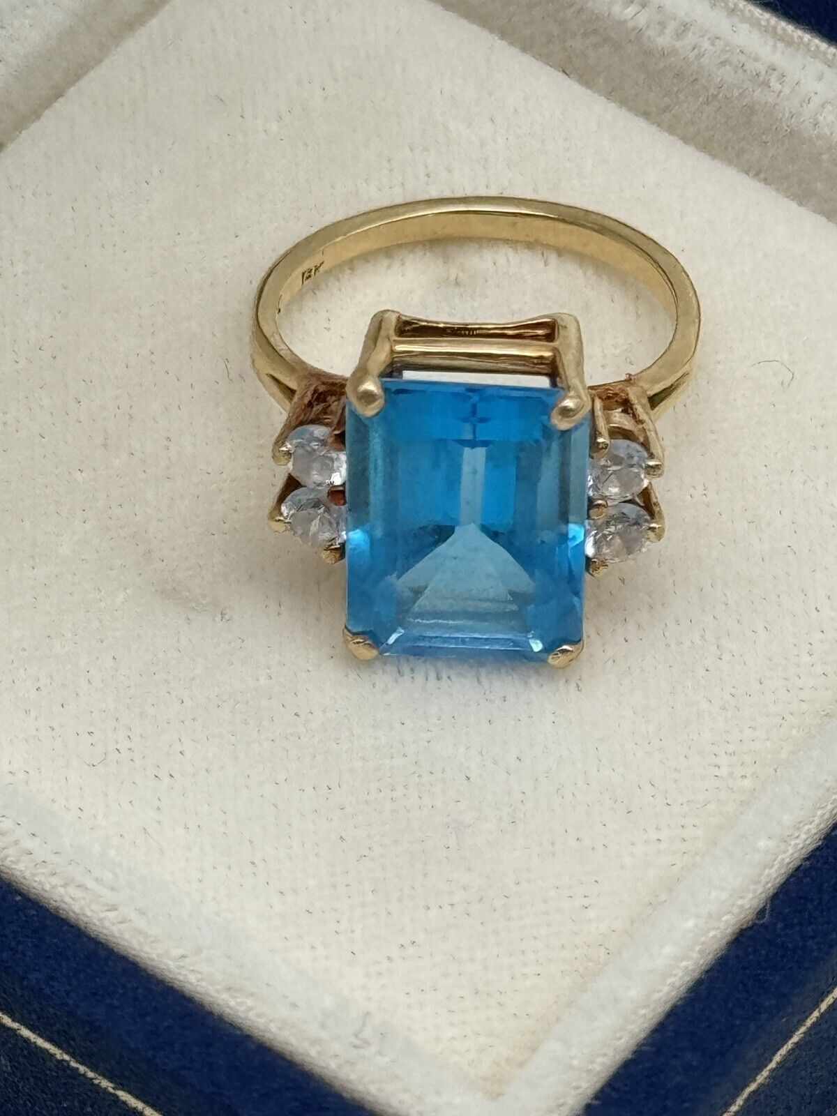 Vintage 14kt Gold Swiss Topaz Cocktail Ring Size 6.5 ESTATE FIND