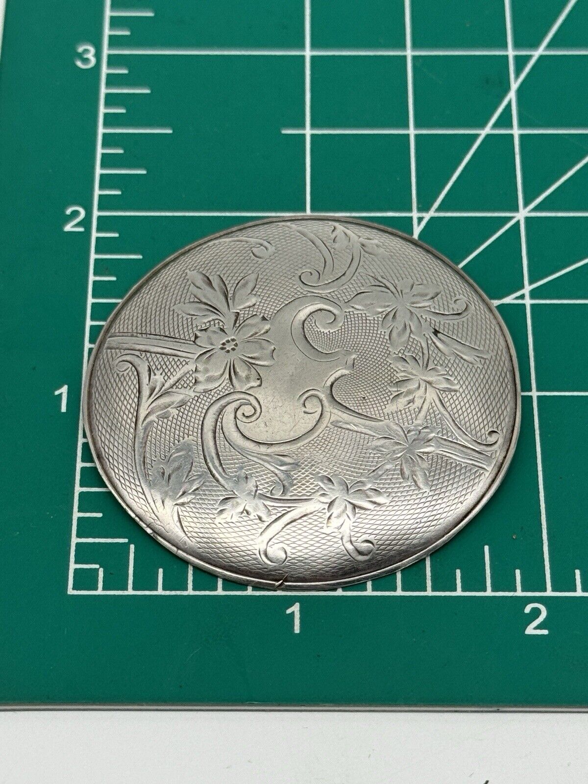 Antique Tested Coin Silver Old Watch Back Engraved NAUTICAL Brooch Pin