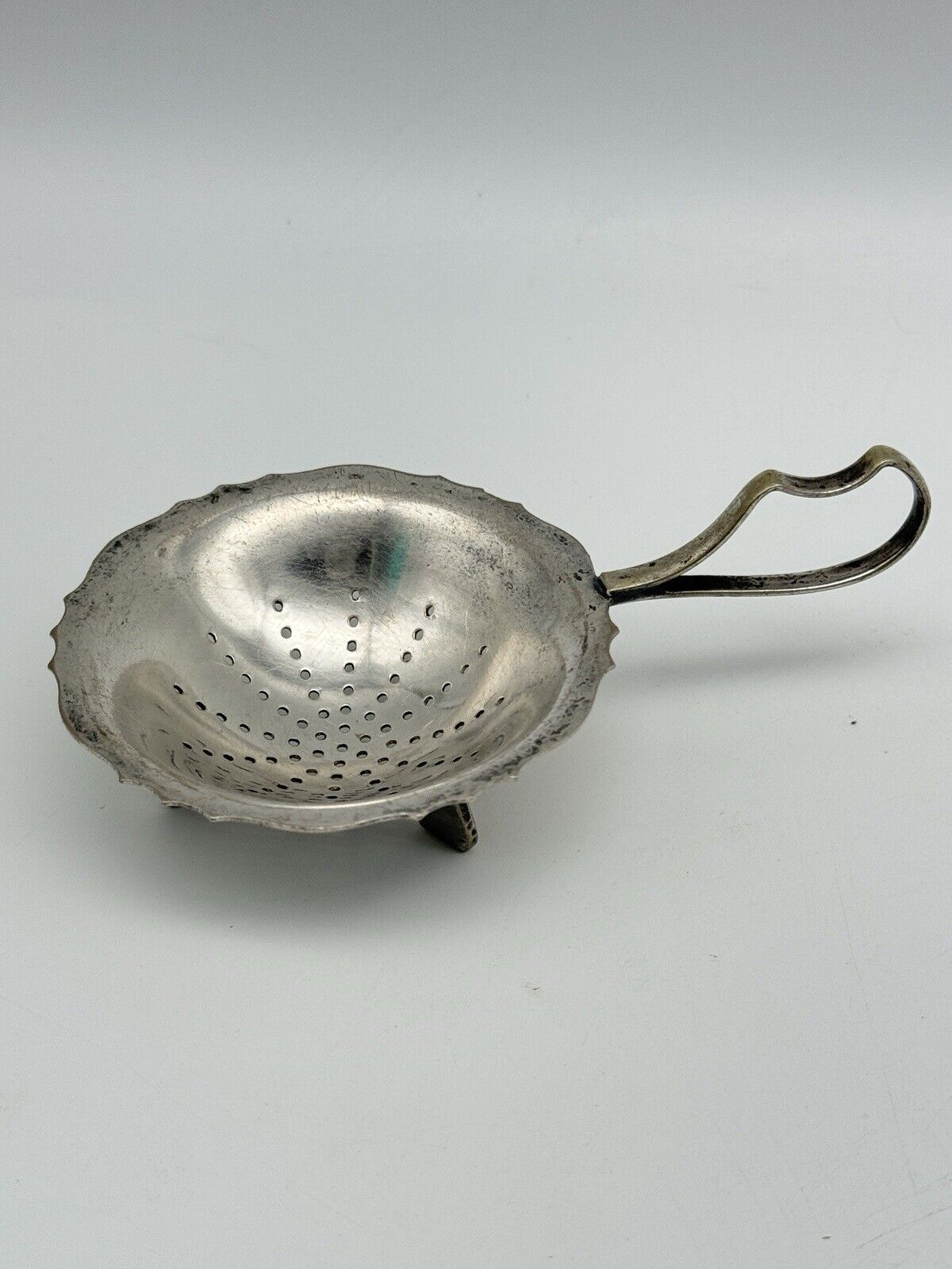 VINTAGE Silverplate Tea Strainer 3 Legged Handled