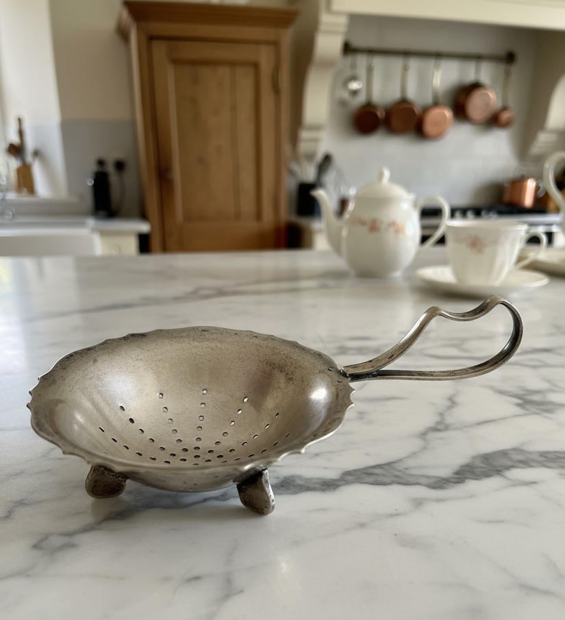 VINTAGE Silverplate Tea Strainer 3 Legged Handled