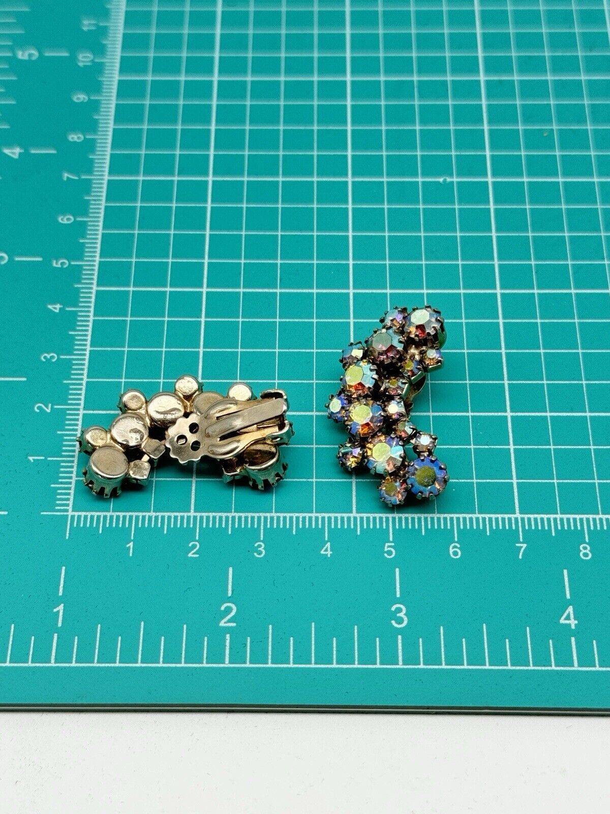 Verified JULIANE D&E Earrings Blue Crescent AB RHINESTONE Ref #1250