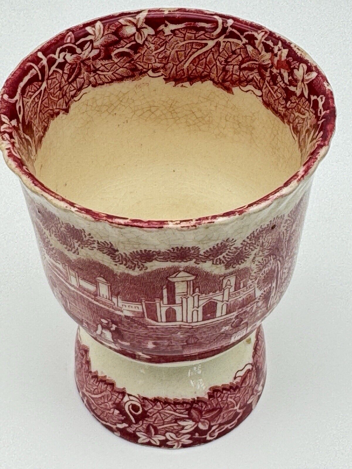 ANTIQUE MASON’S VISTA RED TRANSFERWARE DOUBLE EGG CUP 4”