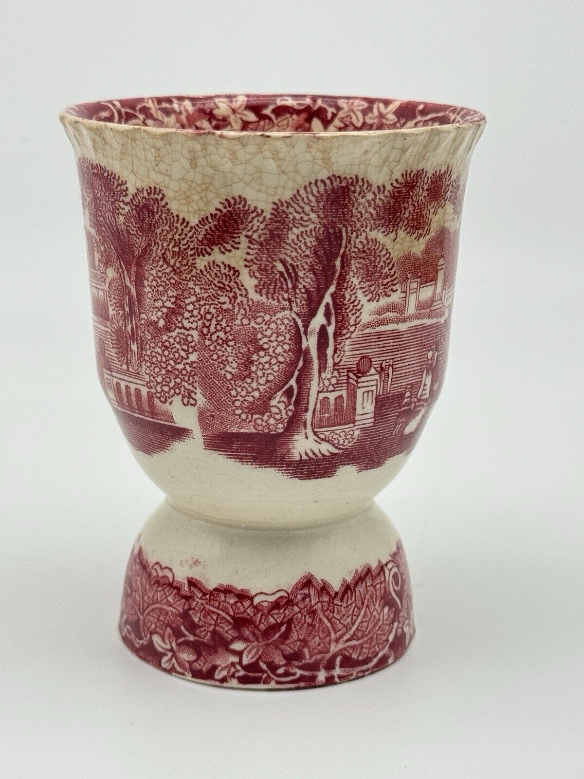 ANTIQUE MASON’S VISTA RED TRANSFERWARE DOUBLE EGG CUP 4”