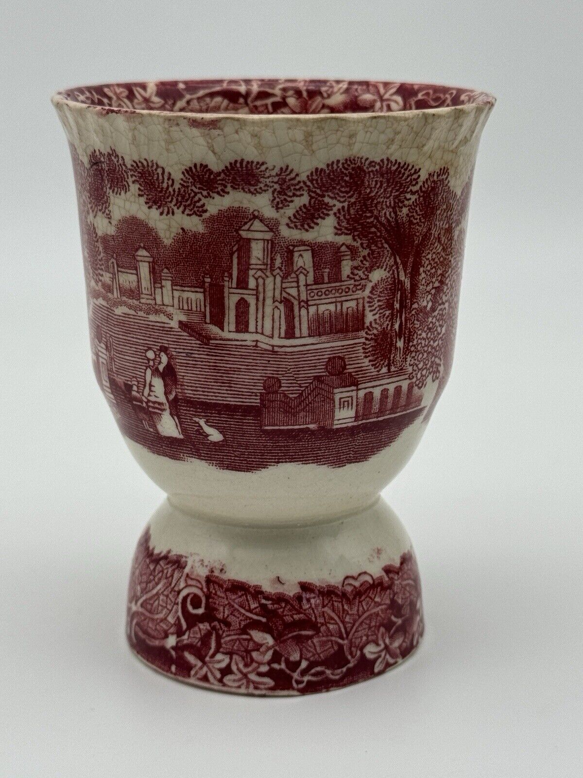 ANTIQUE MASON’S VISTA RED TRANSFERWARE DOUBLE EGG CUP 4”