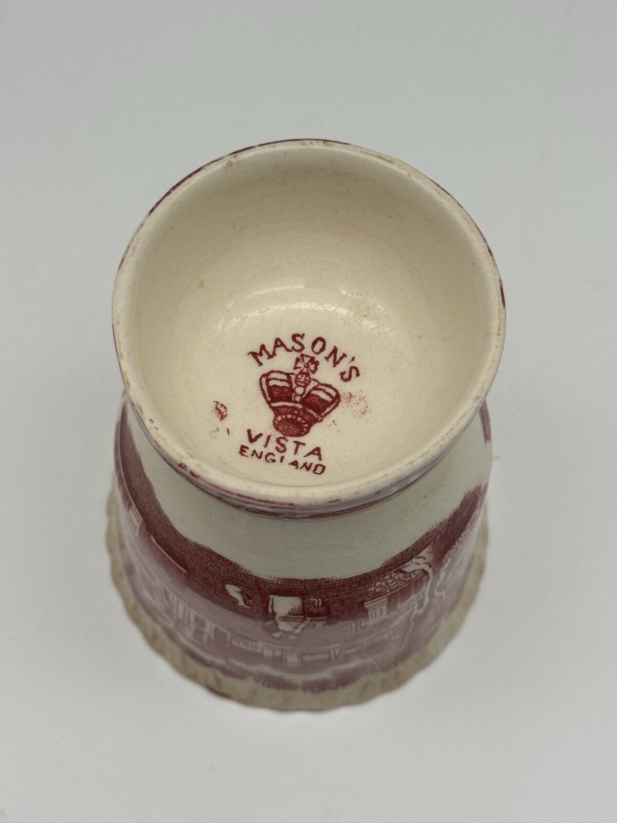 ANTIQUE MASON’S VISTA RED TRANSFERWARE DOUBLE EGG CUP 4”