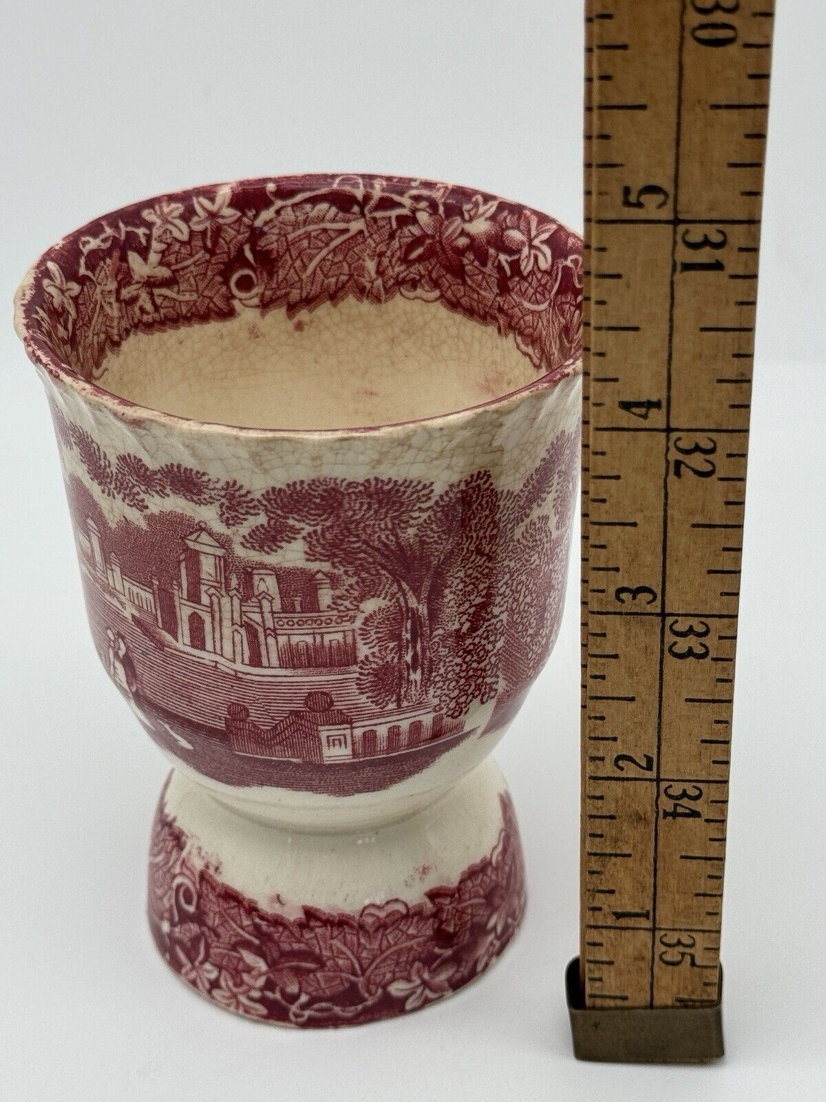 ANTIQUE MASON’S VISTA RED TRANSFERWARE DOUBLE EGG CUP 4”