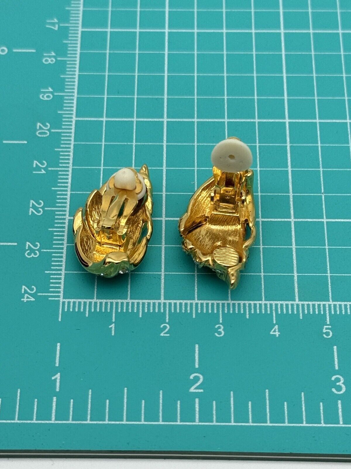 Vintage Austrian Crystal Leaf Earrings Goldtone With Velvet Box