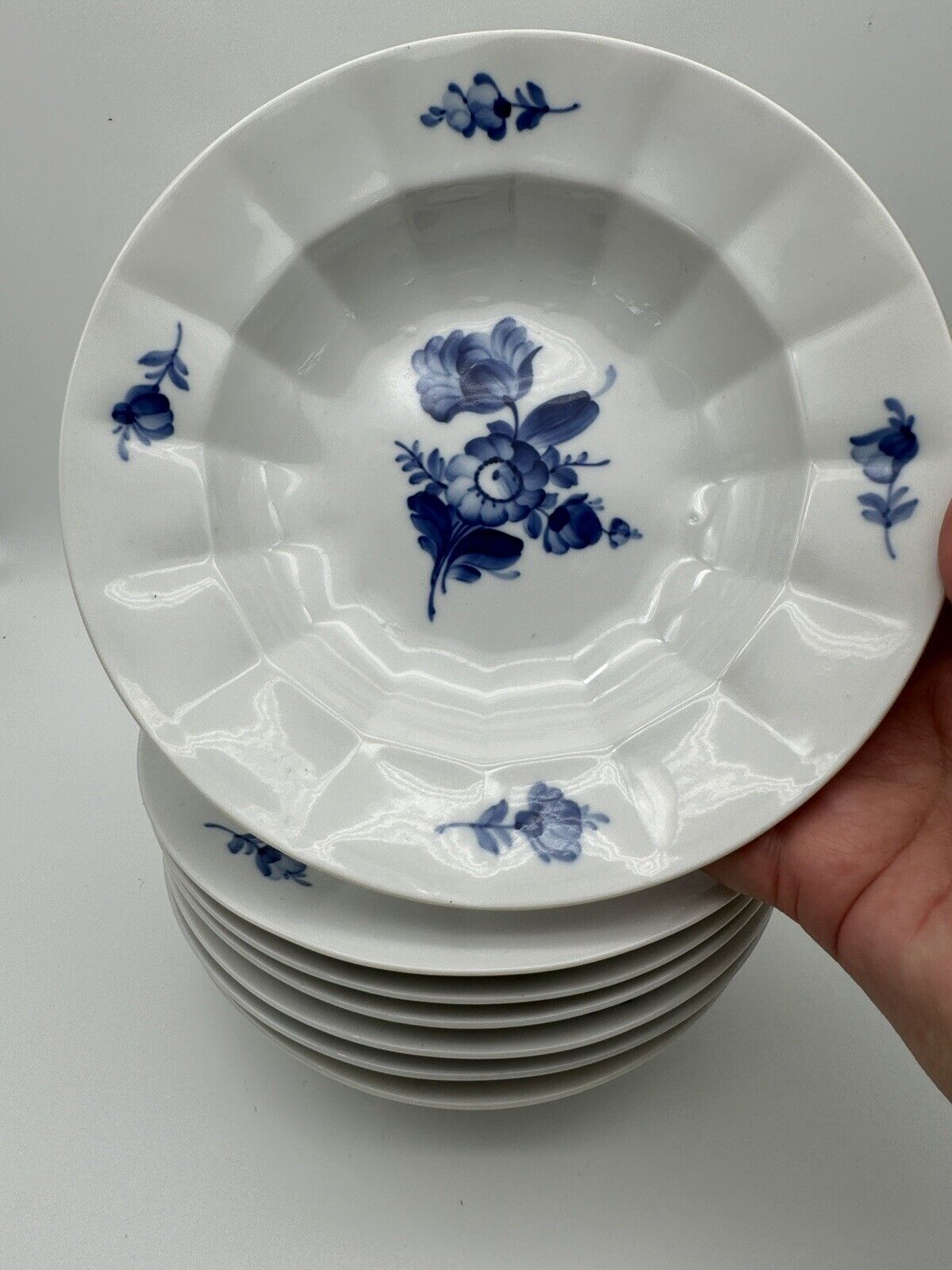 Set Of 6 Royal Copenhagen Blue Flower Bowl Soup Plate 8 3/8”