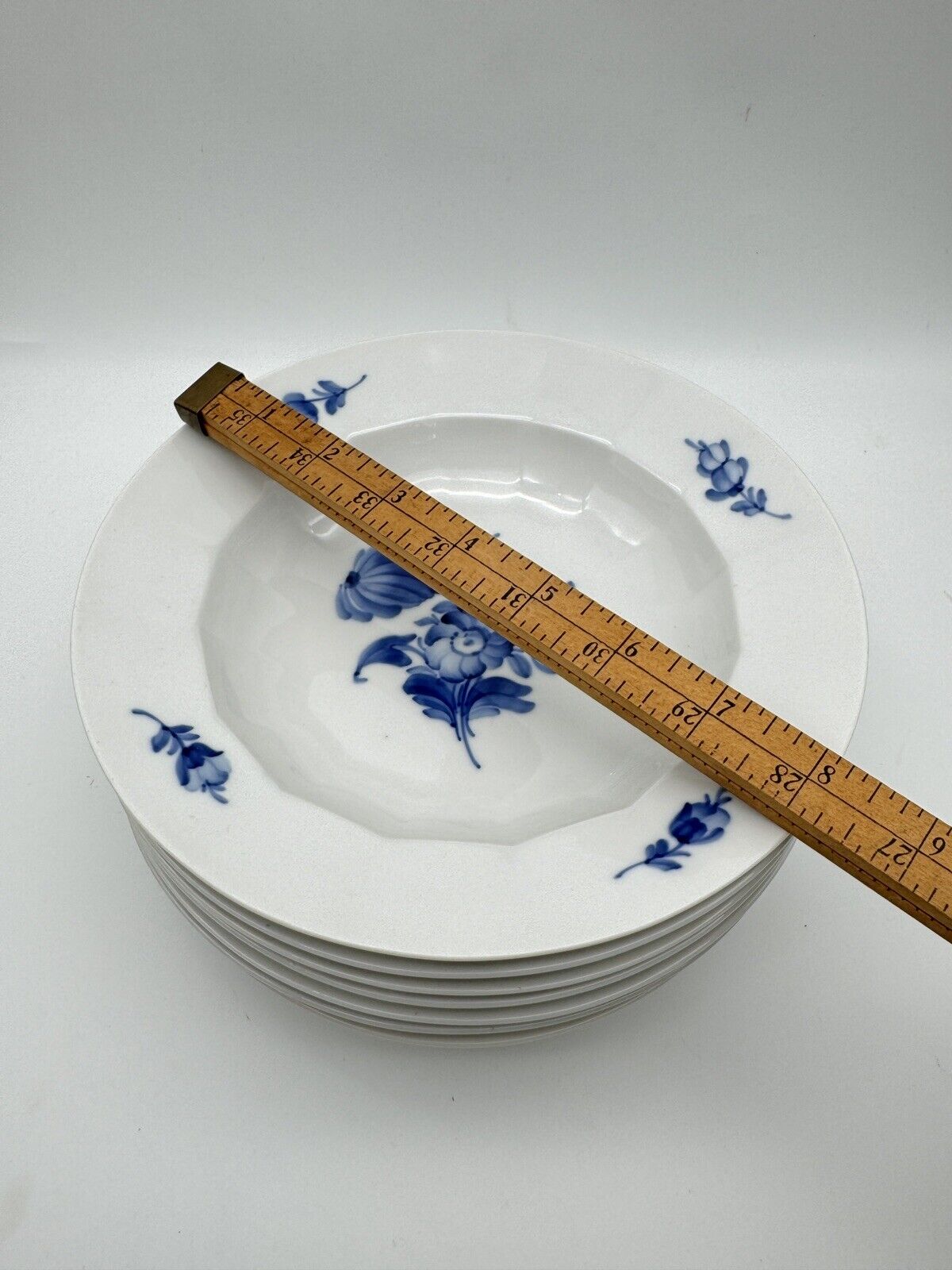 Set Of 6 Royal Copenhagen Blue Flower Bowl Soup Plate 8 3/8”