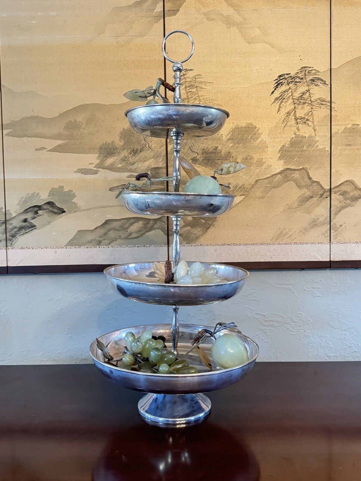 Vintage 4 Tier Silver Plated Server Tray Stand International Silver DECORATIVE