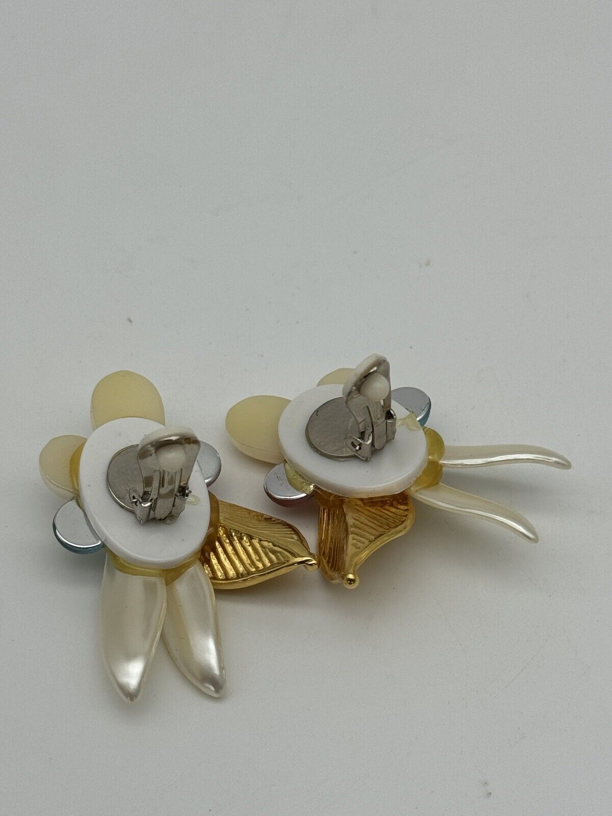 Vintage 80s Earrings Pastel Statement Flowers Acrylic