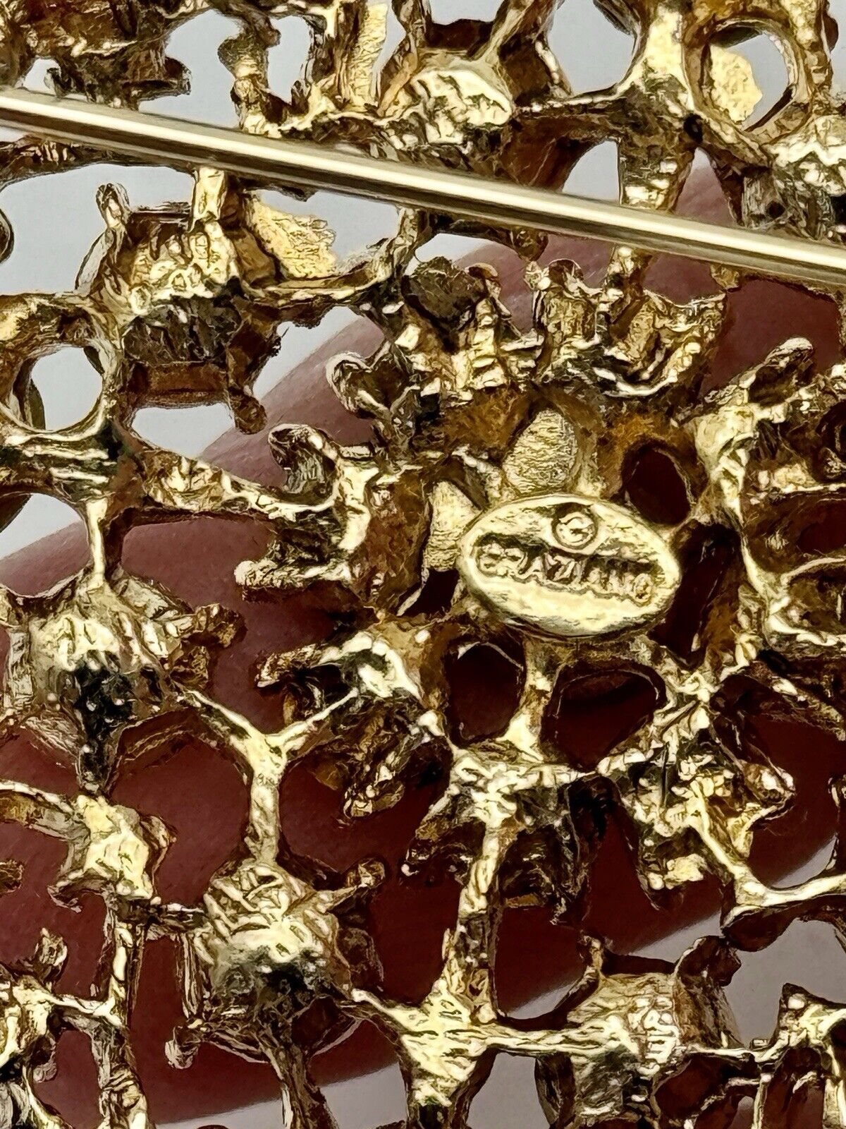 Vintage Large Signed Graziano Gemstone Colors Rhinestones Gold Tone Brooch Pin