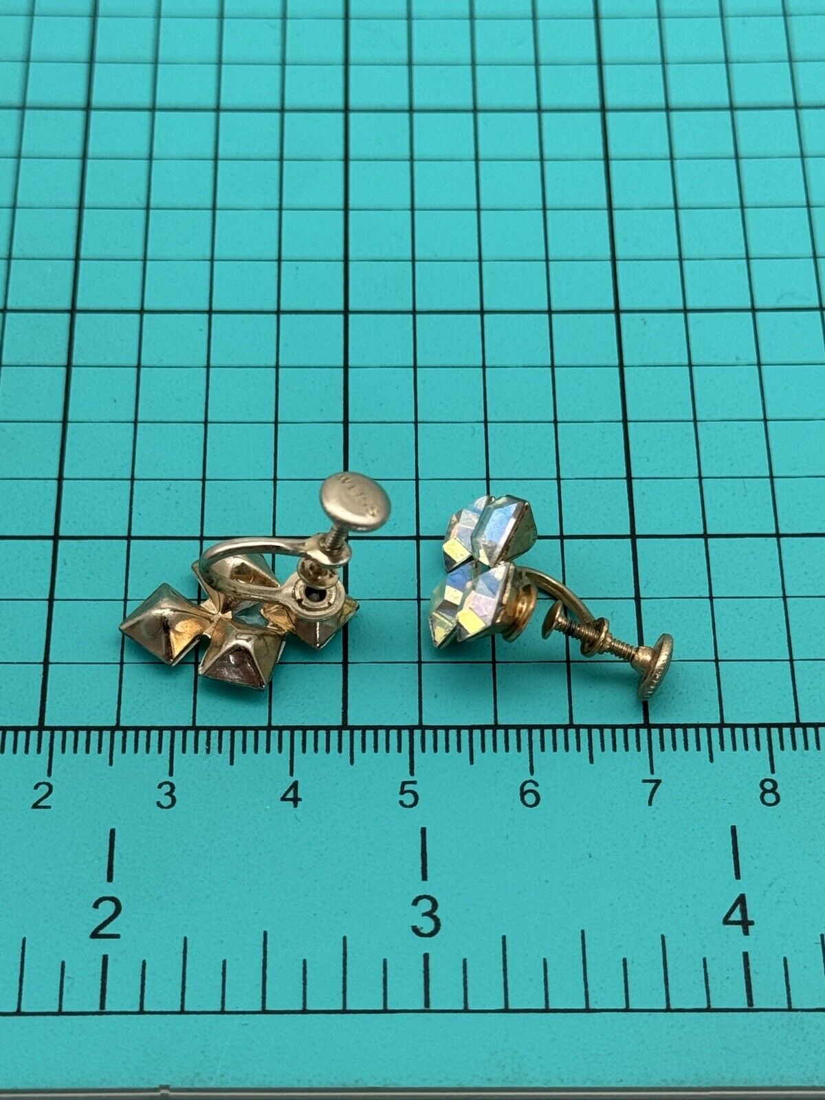 WEISS Signed Aurora Borealis Screw Back Earrings Early Pair