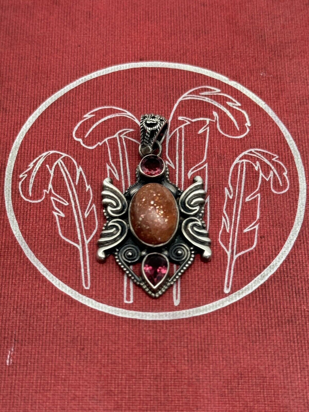 Vintage STERLING Pendant Pink Amethyst & Gemstone Estate Find