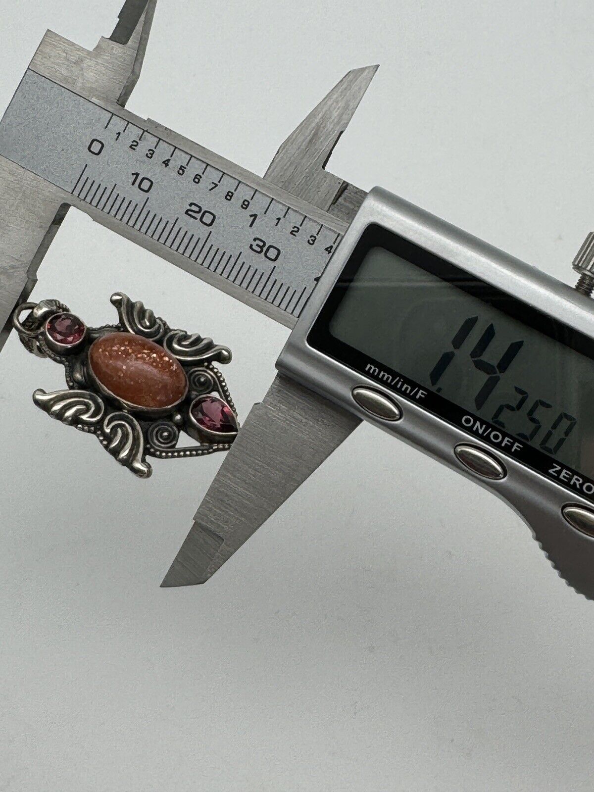 Vintage STERLING Pendant Pink Amethyst & Gemstone Estate Find