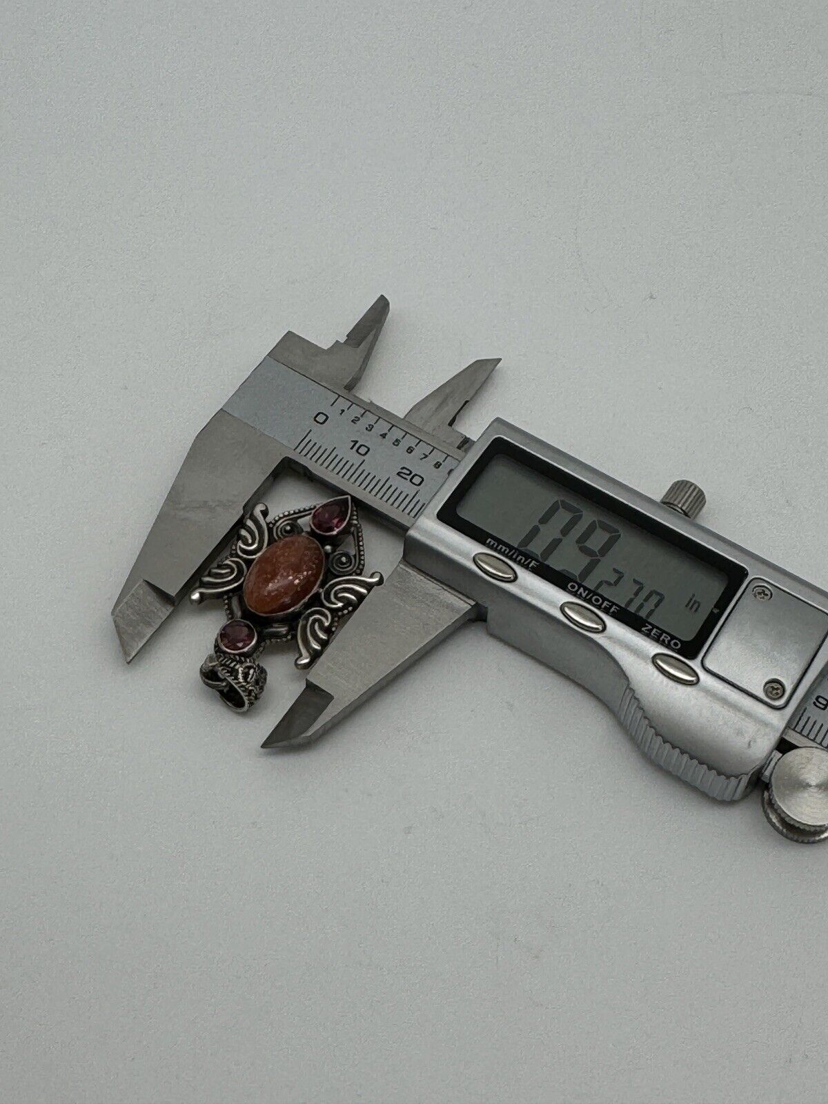 Vintage STERLING Pendant Pink Amethyst & Gemstone Estate Find