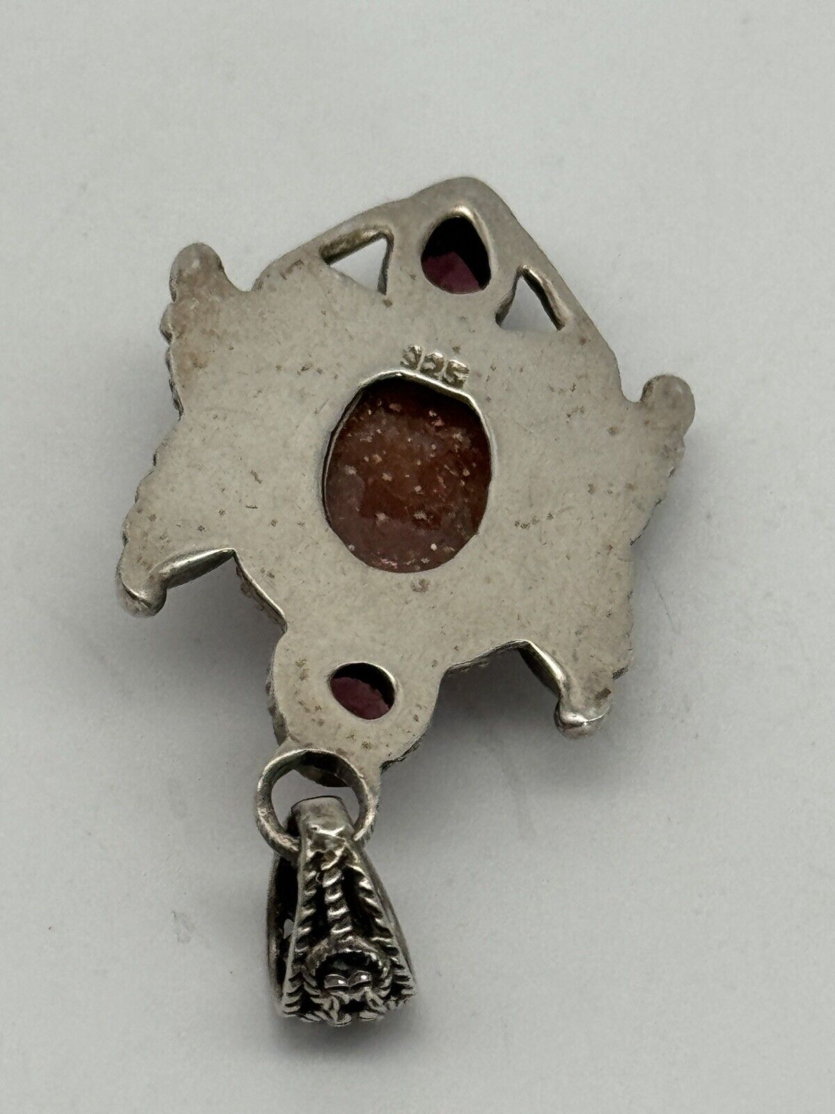 Vintage STERLING Pendant Pink Amethyst & Gemstone Estate Find