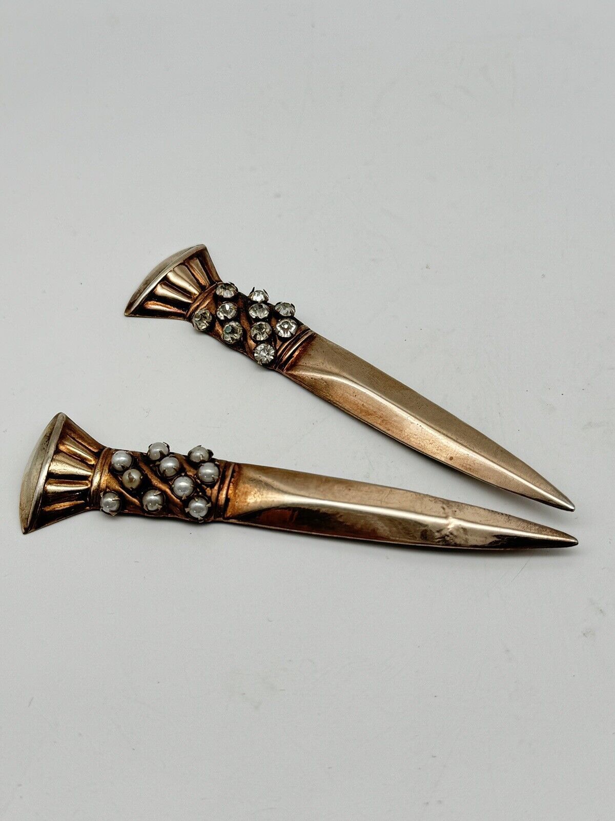Vintage Kilt Pin Set STERLING Vermeil Broad Sword Design Adorned RARE SET