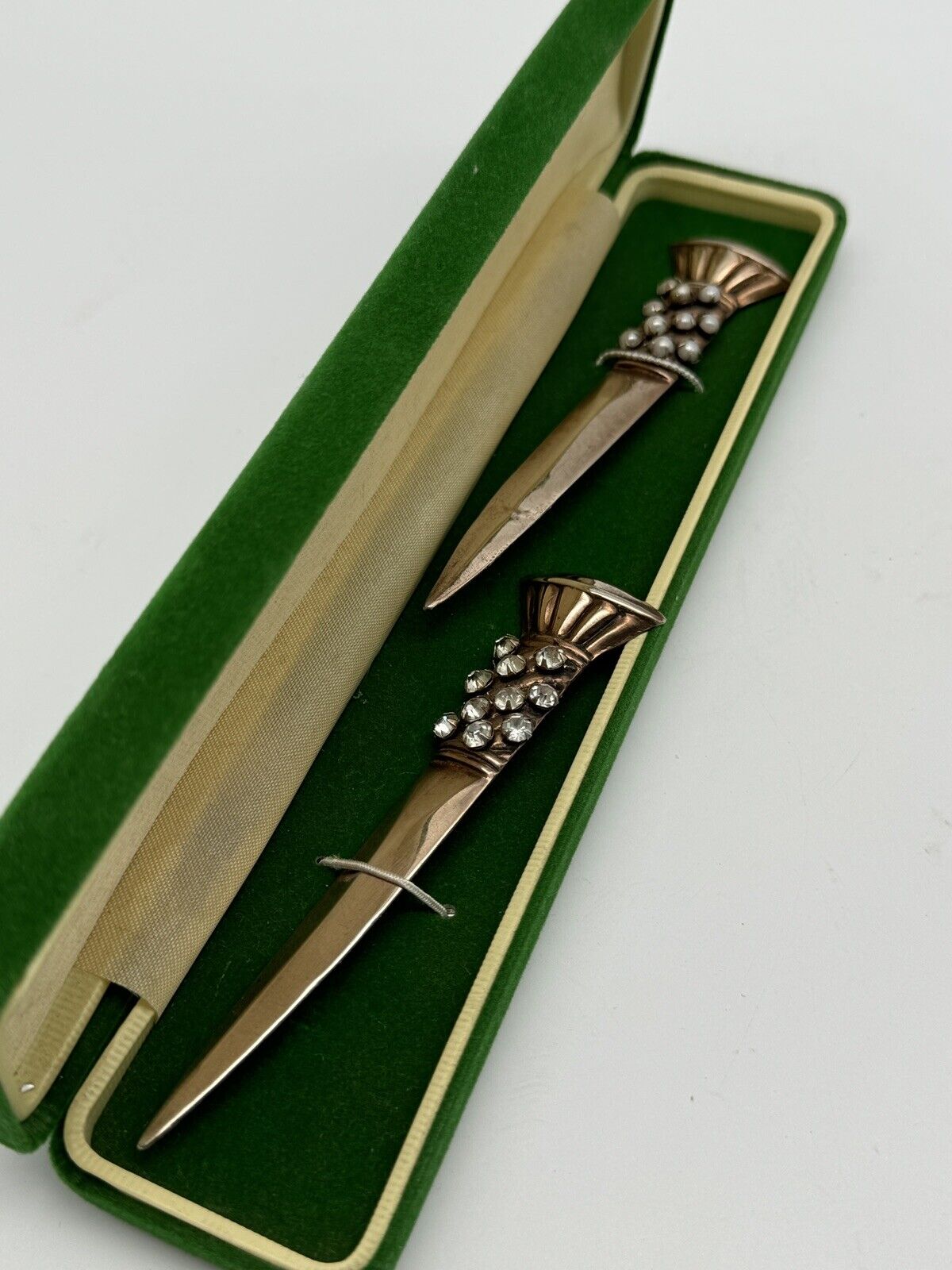 Vintage Kilt Pin Set STERLING Vermeil Broad Sword Design Adorned RARE SET