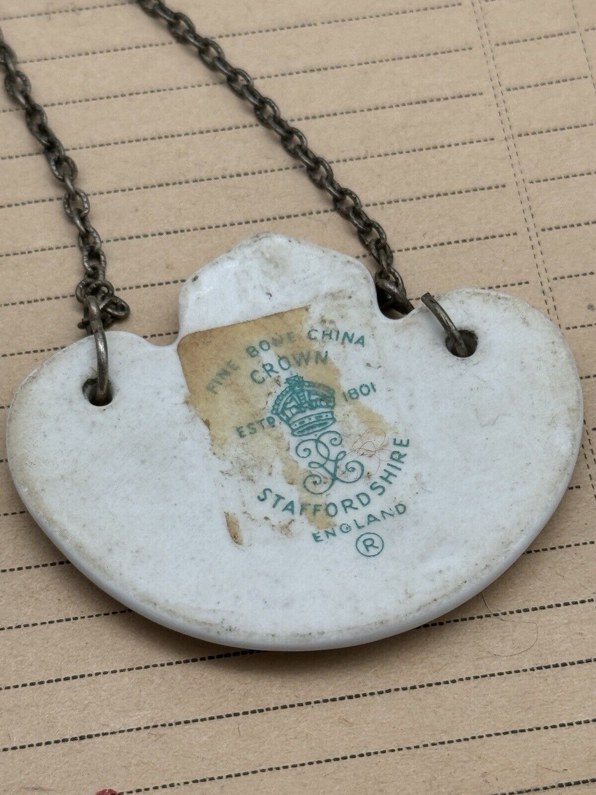 Vintage PORT Crown Staffordshire Decanter Label TAG Fine Bone China