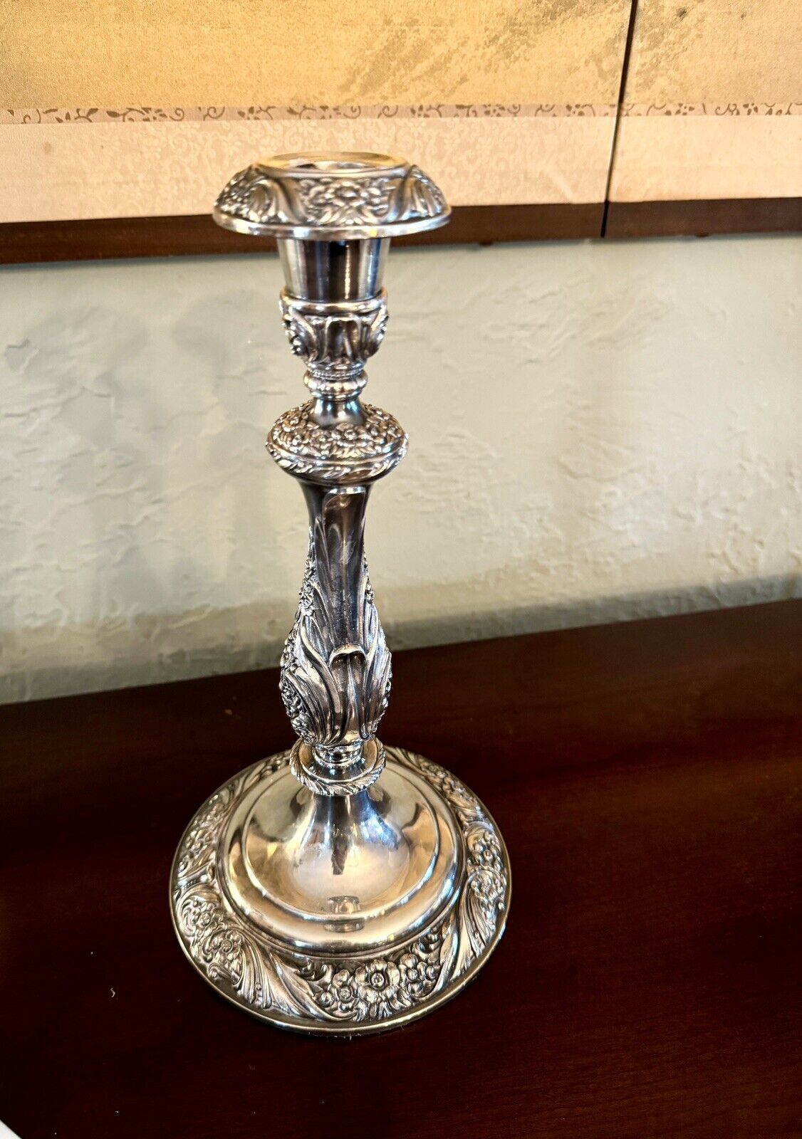 Vintage Silverplate Pair 3 Flame Candelabra Converts To Candlestick Repousse